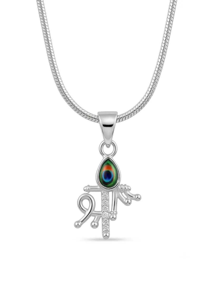 Shree Silver Pendant With MorPankh