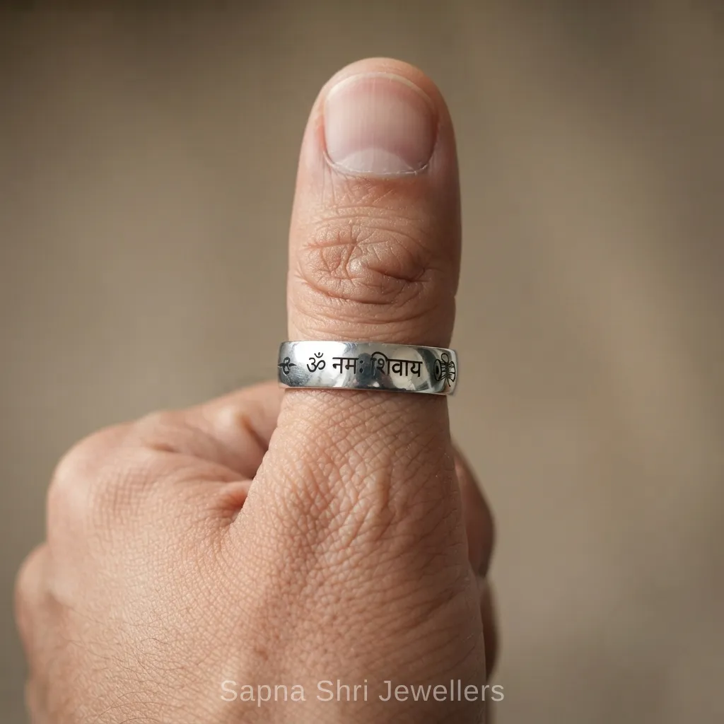 Om Namah Shivaya Damru Band Ring thumbnail 2