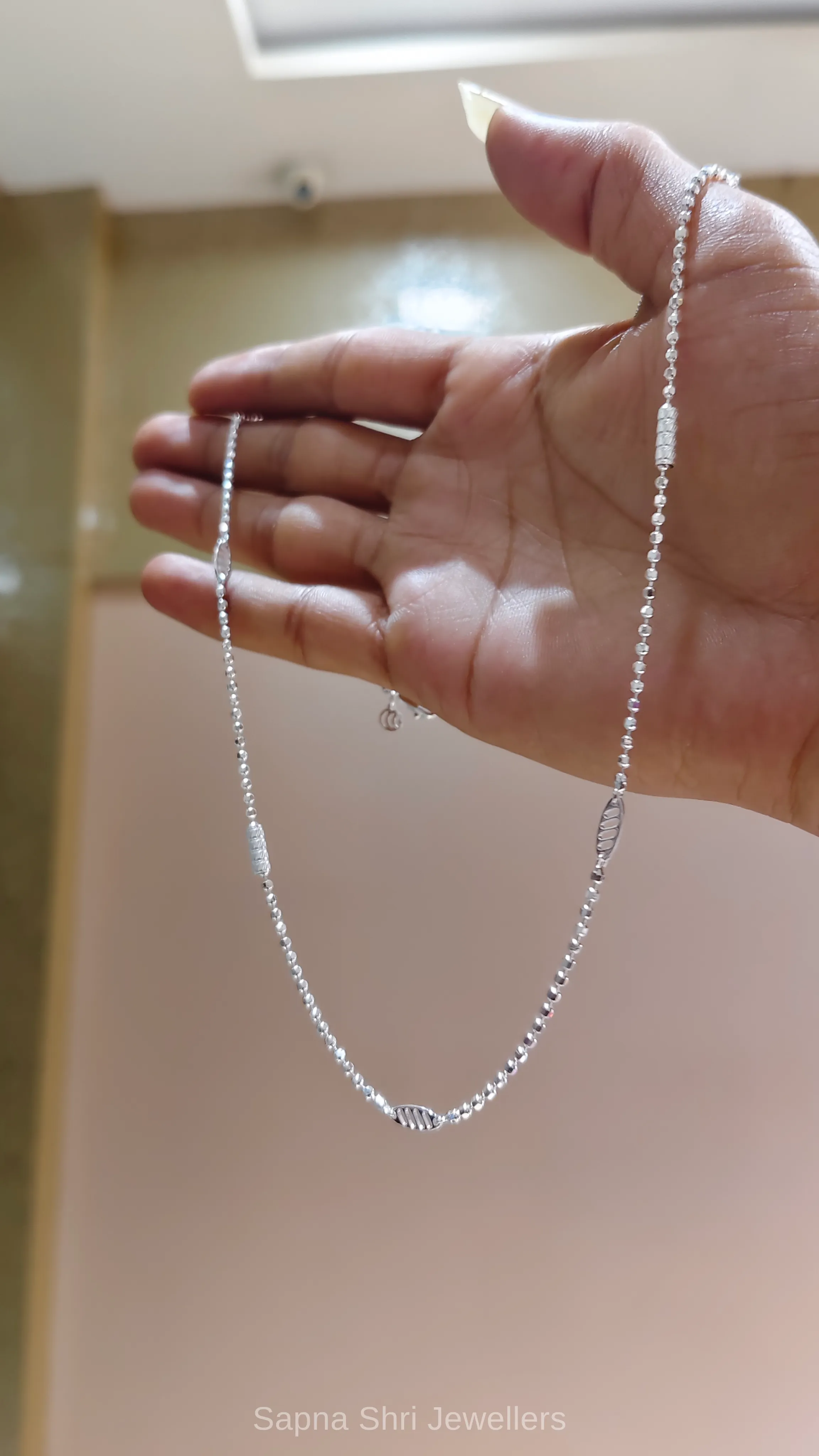 Designer Ball Silver Chain for Women thumbnail 2