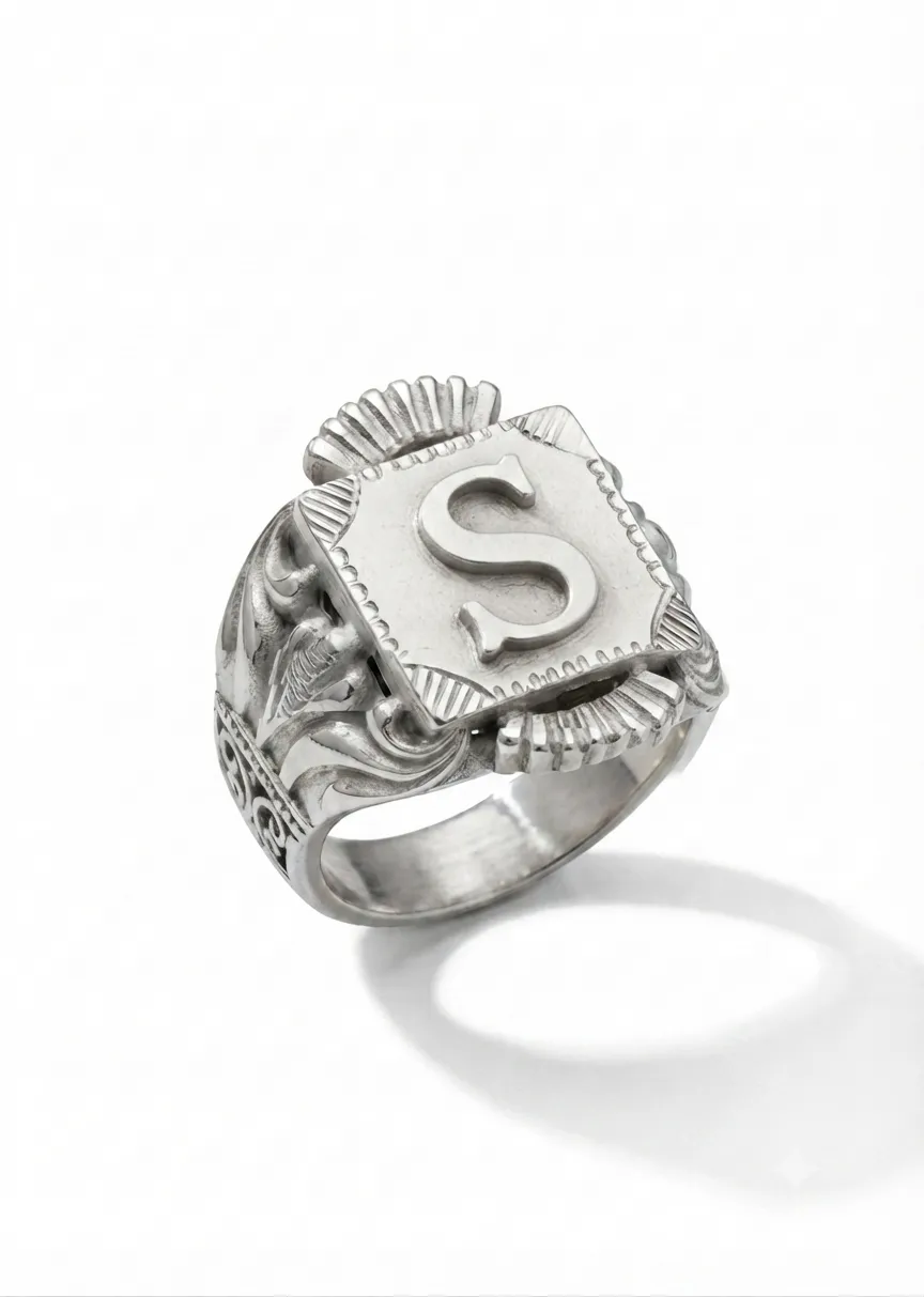 Alphabet Silver Name Ring thumbnail 2