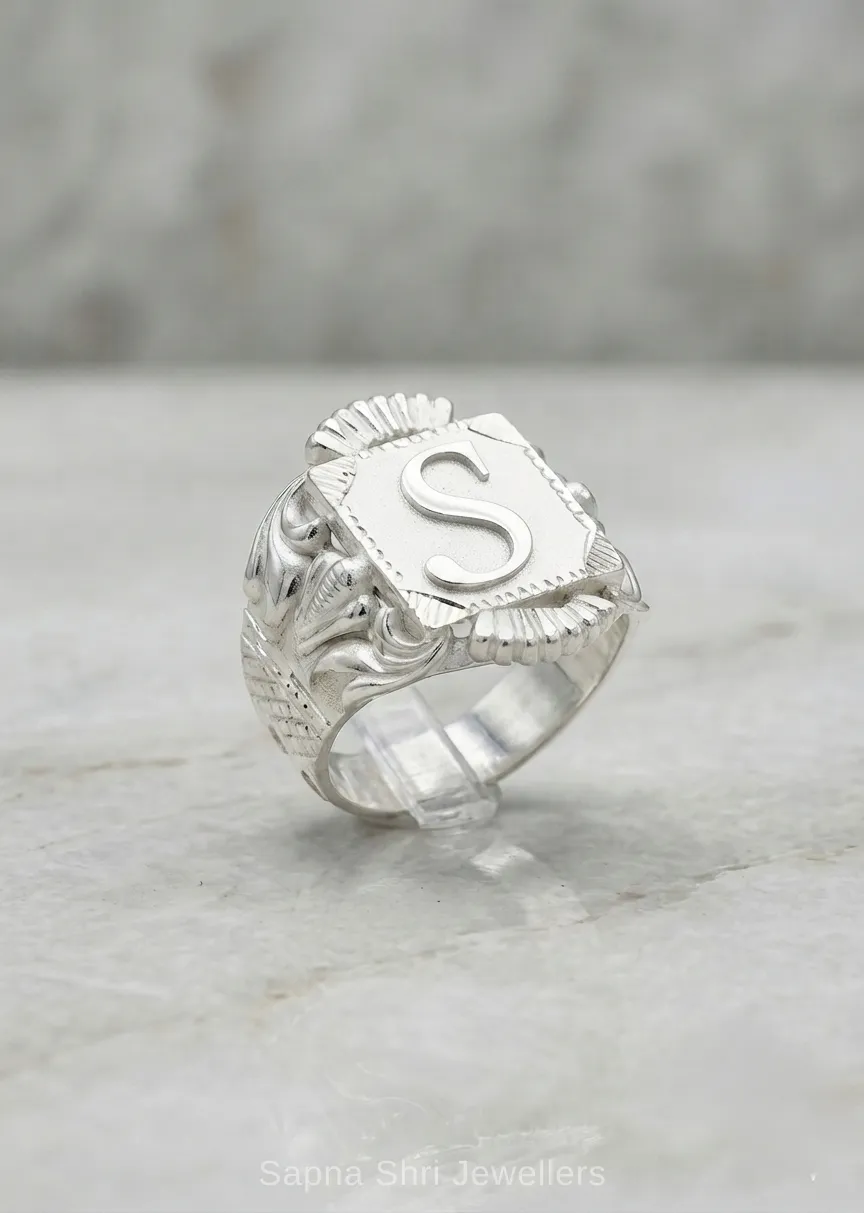 Alphabet Silver Name Ring thumbnail 3