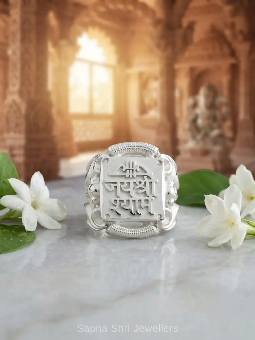 925 Sterling Silver Khatushyam Ring for Men Spiritual Design thumbnail 3