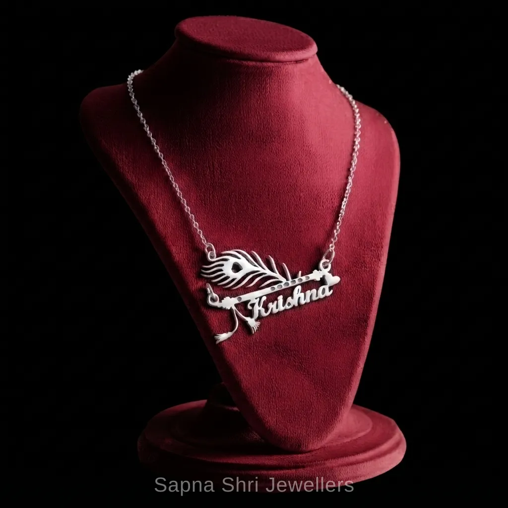 Krishna Silver Locket Pendant Spiritual Design for Daily Wear thumbnail 4