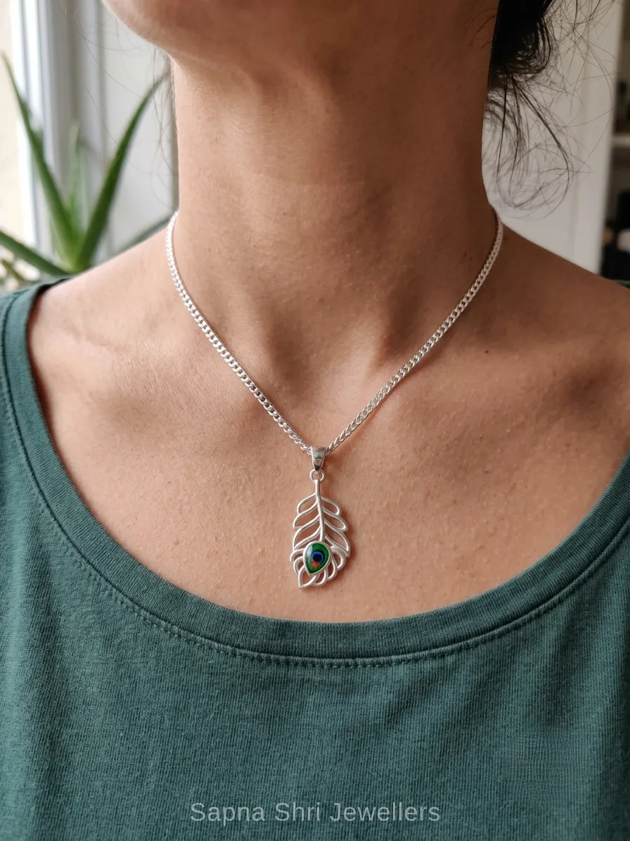 925 Silver Krishna Morpankh Pendant for Men and Women thumbnail 3