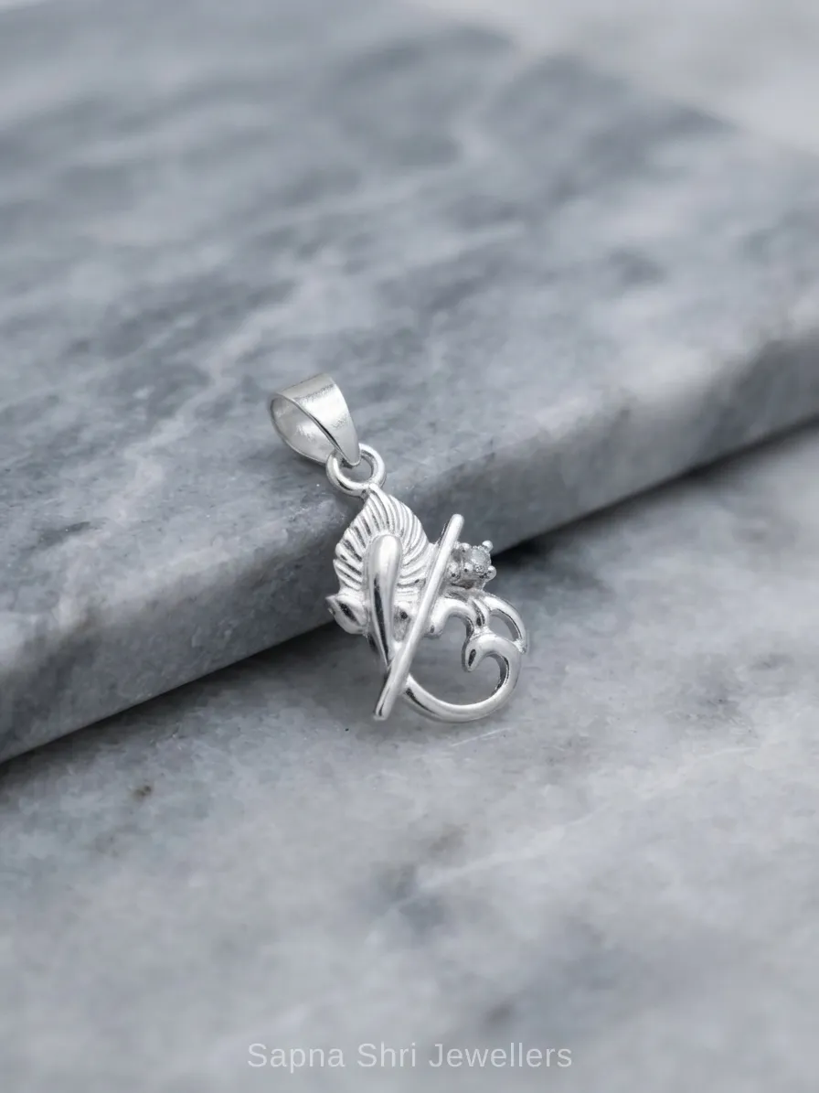 Mahadev Name Damru Silver Pendant for Men and Women thumbnail 2