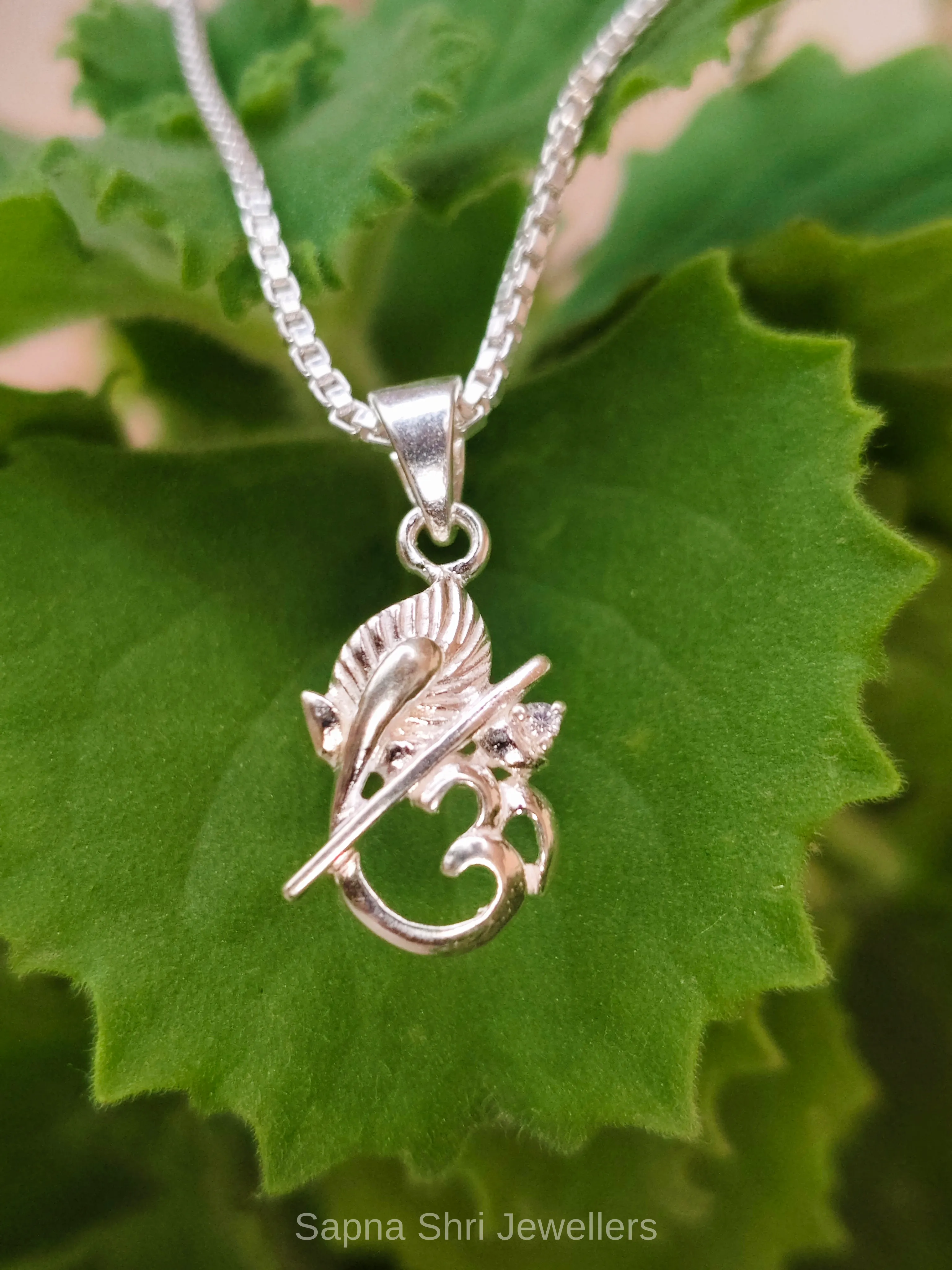 Mahadev Name Damru Silver Pendant for Men and Women thumbnail 4