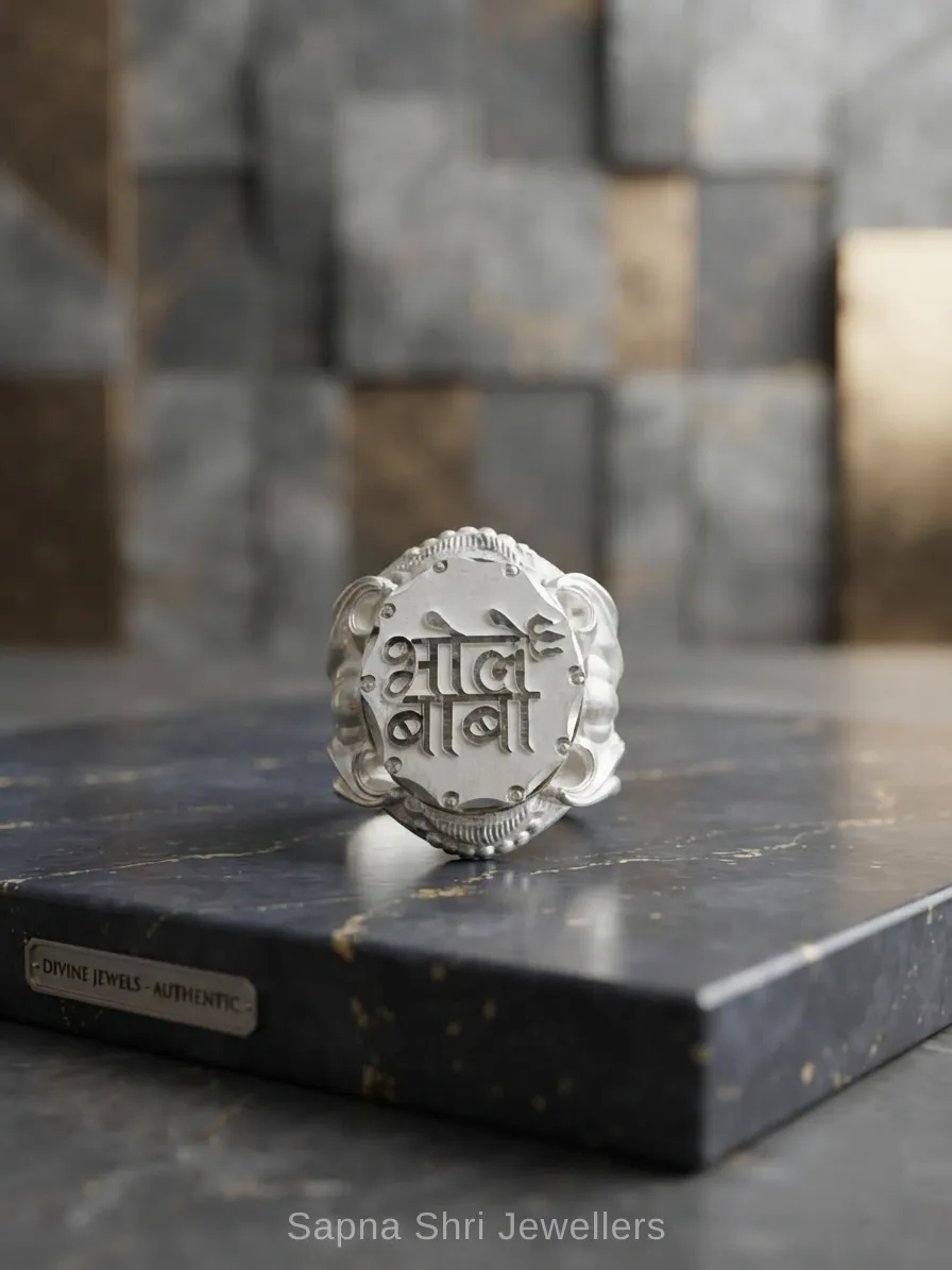 Bhole Baba Shiva Silver Ring for Men thumbnail 3