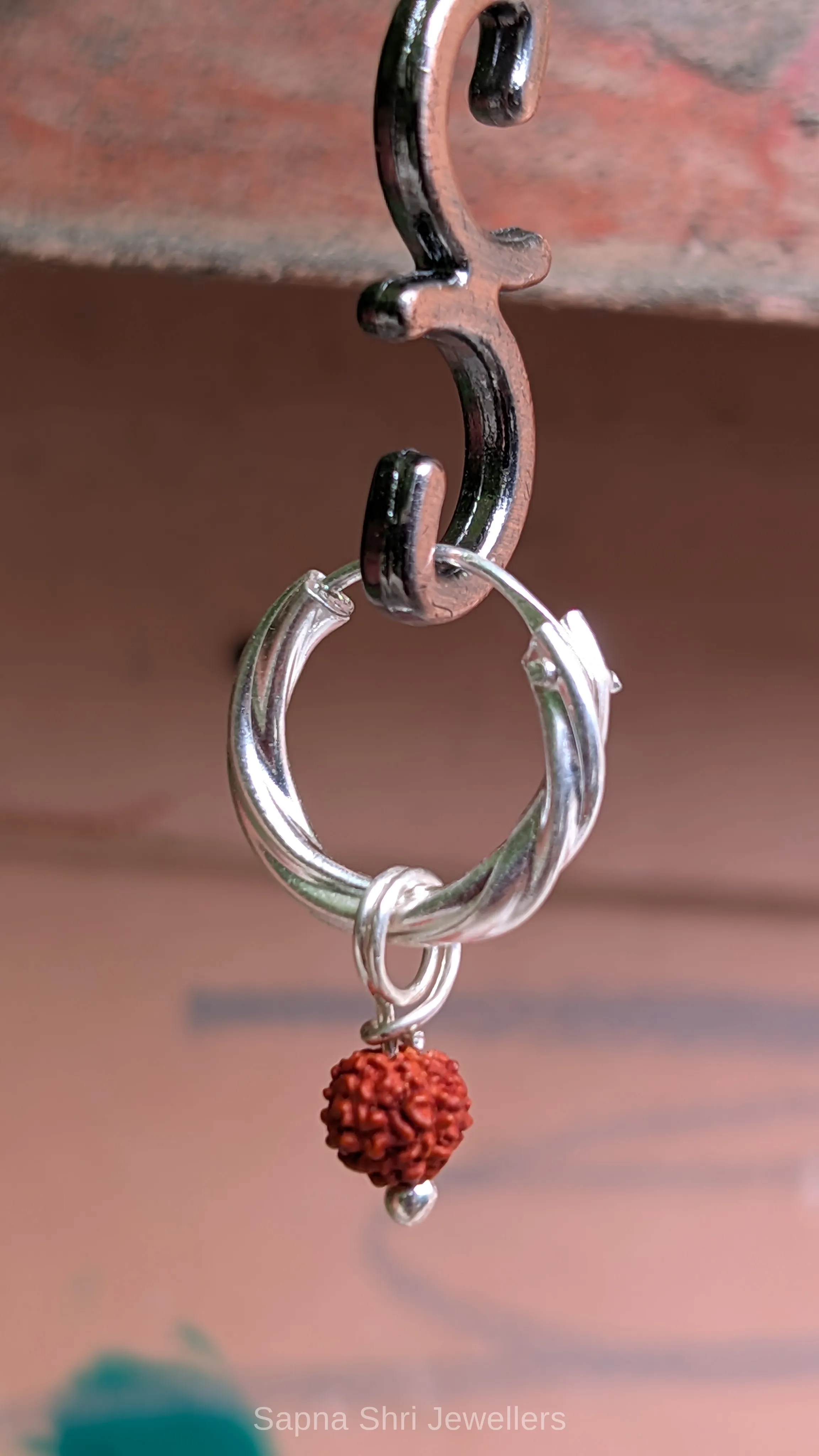 925 Sterling Silver Beaded Rudraksha Bali Earrings for Men & Women thumbnail 4