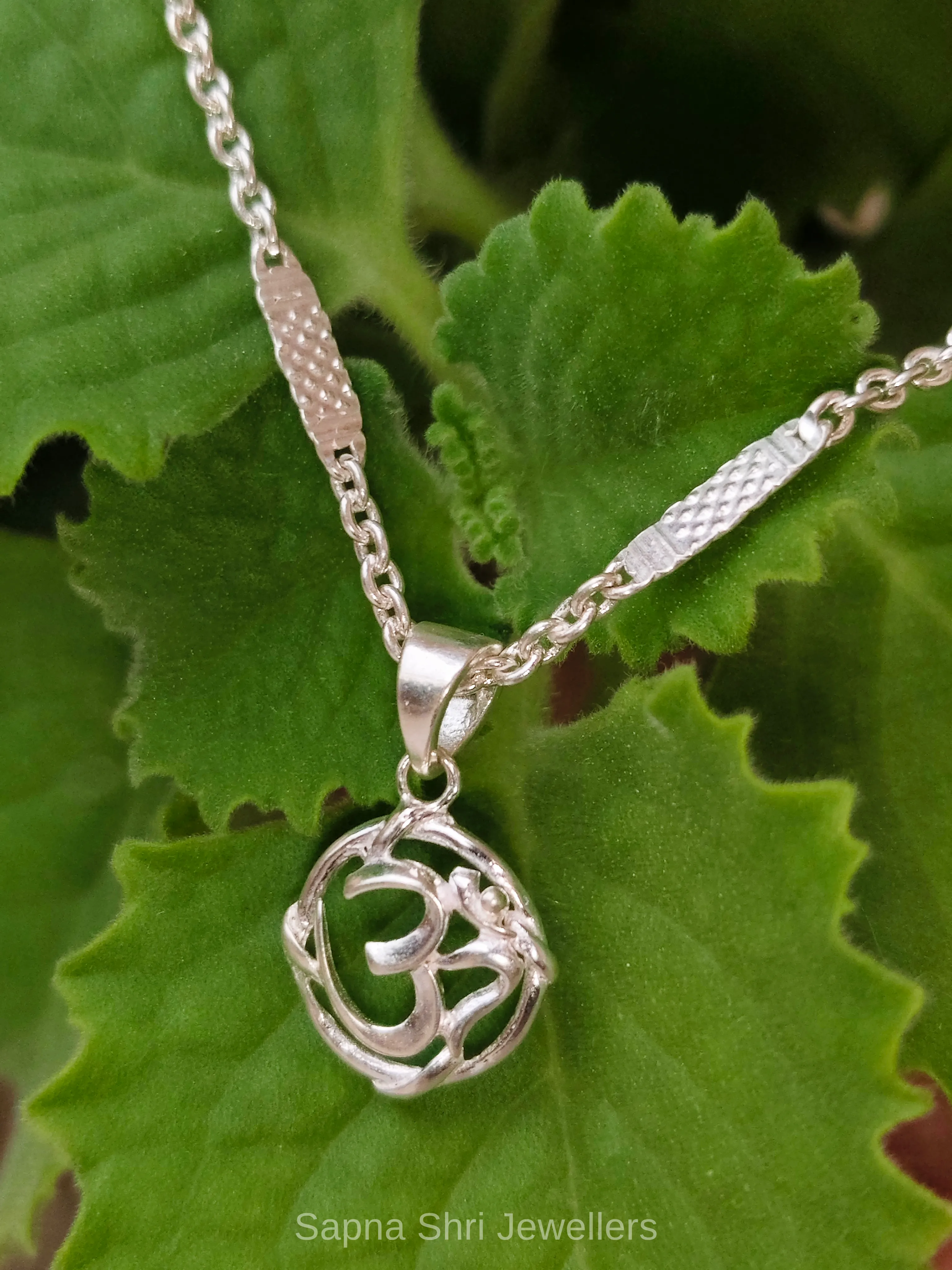 Om Symbol Triangle Silver Pendant for Men and Women thumbnail 4