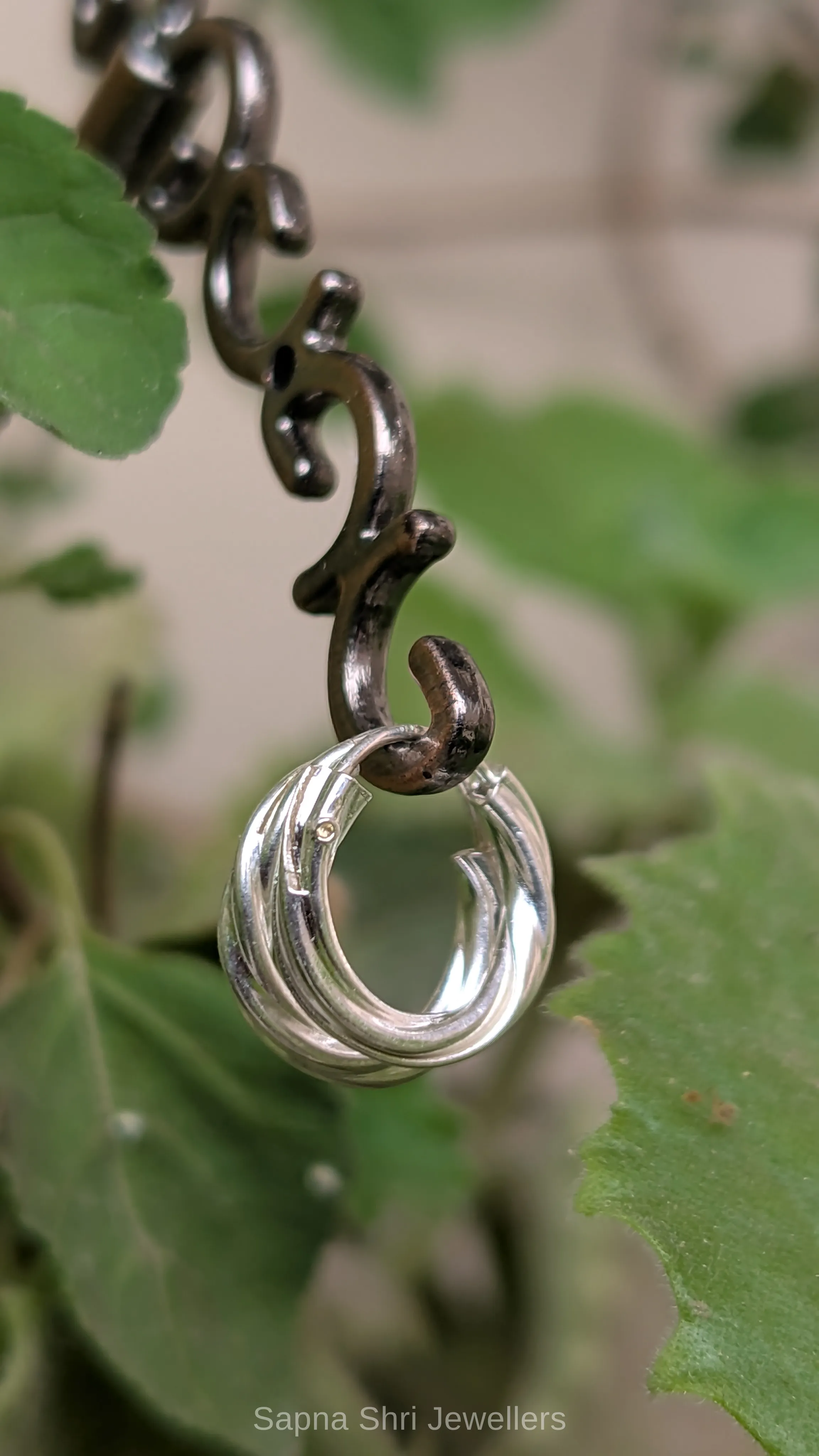 Twisted Silver Hoop Bali Earrings thumbnail 2
