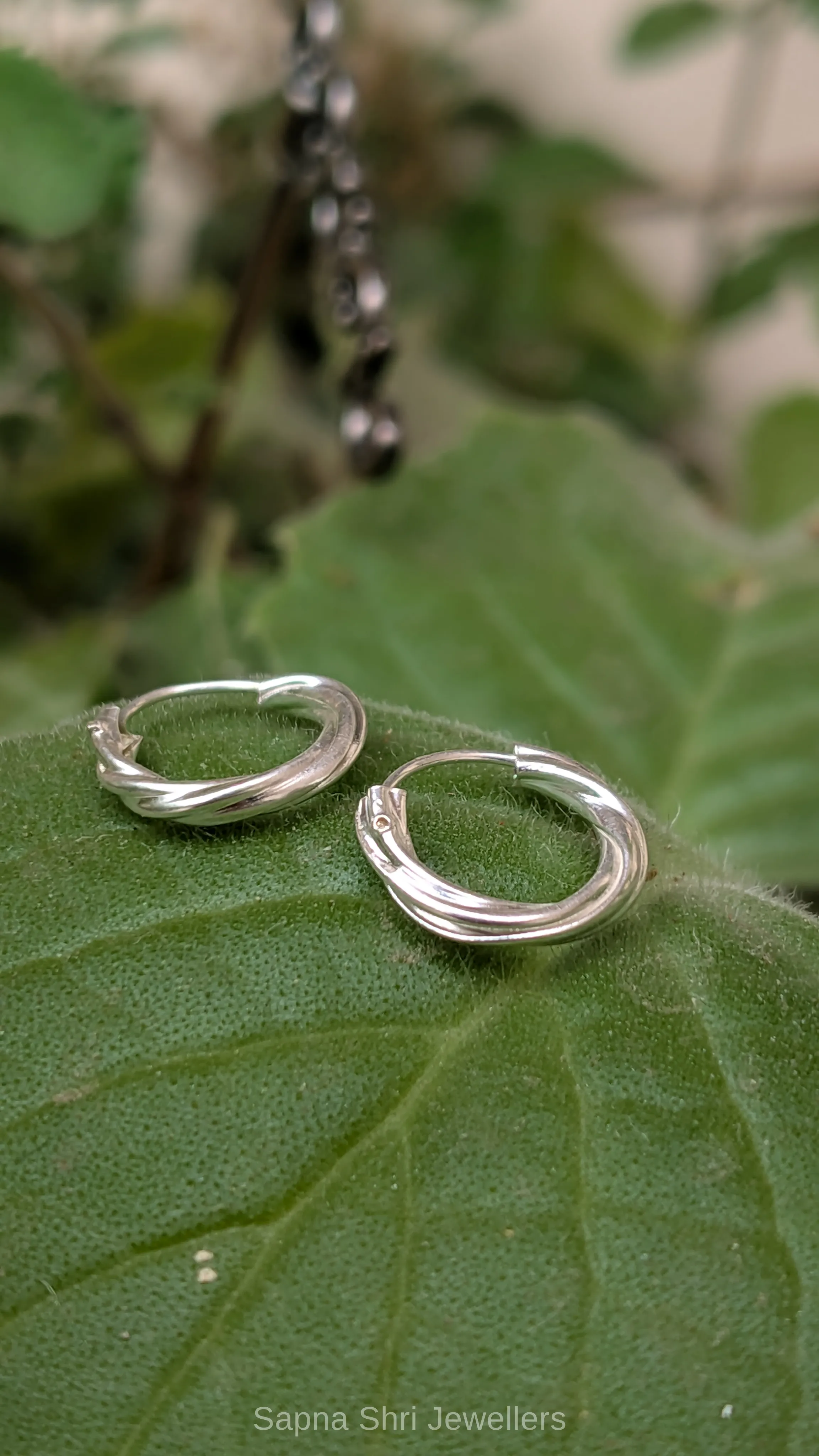 Twisted Silver Hoop Bali Earrings thumbnail 4