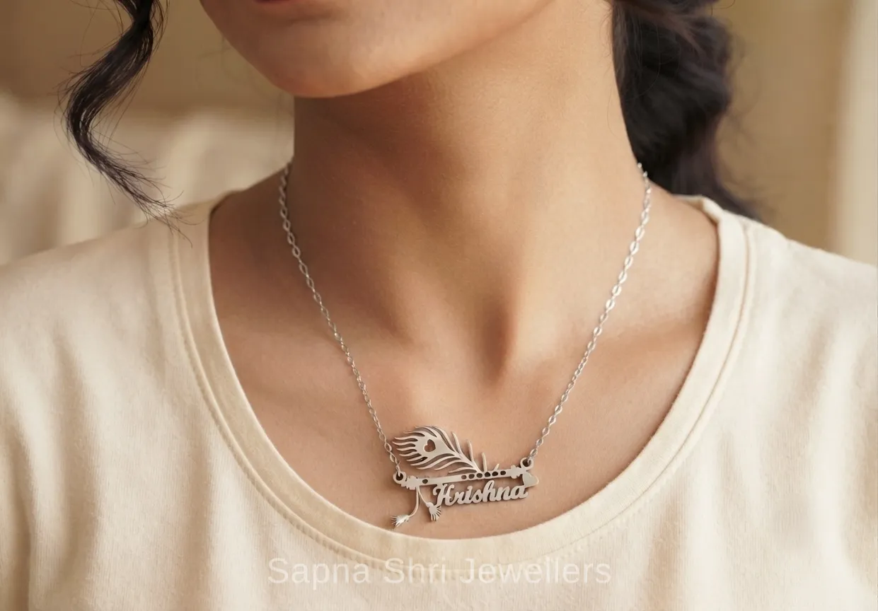 Krishna Silver Locket Pendant Spiritual Design for Daily Wear thumbnail 3