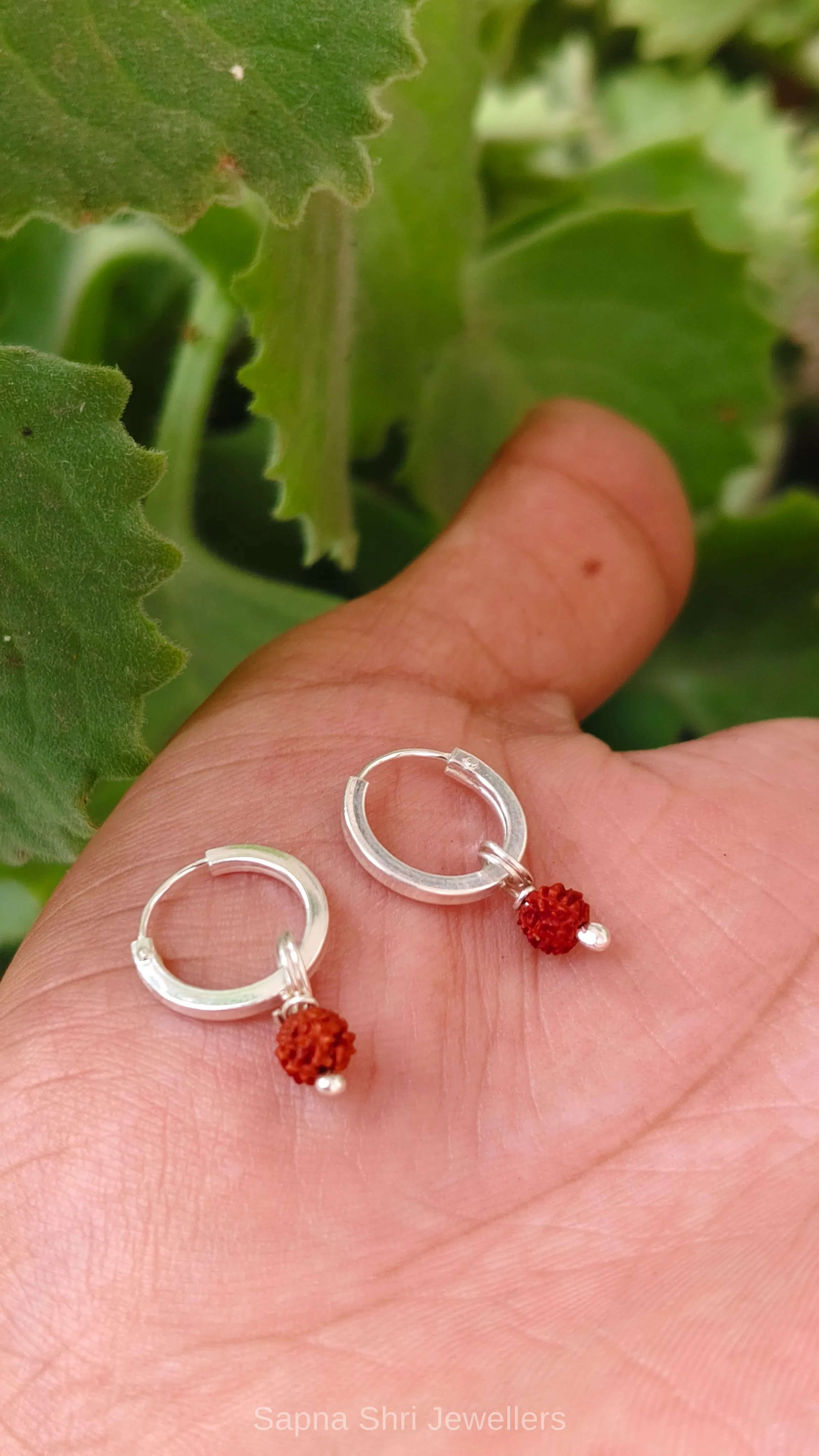 Silver Plain Rudraksha Bali Earrings thumbnail 3