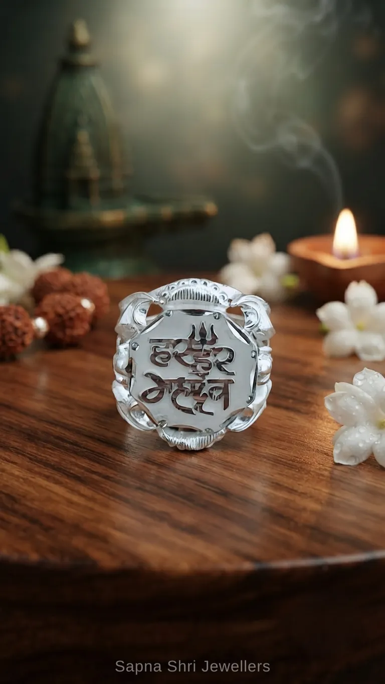 925 Sterling Silver Har Har Mahadev Ring thumbnail 2