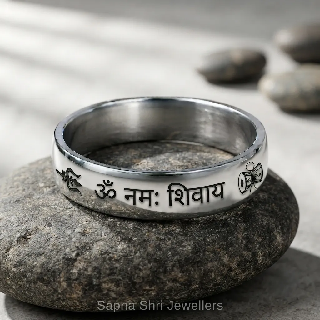 Om Namah Shivaya Damru Band Ring thumbnail 3