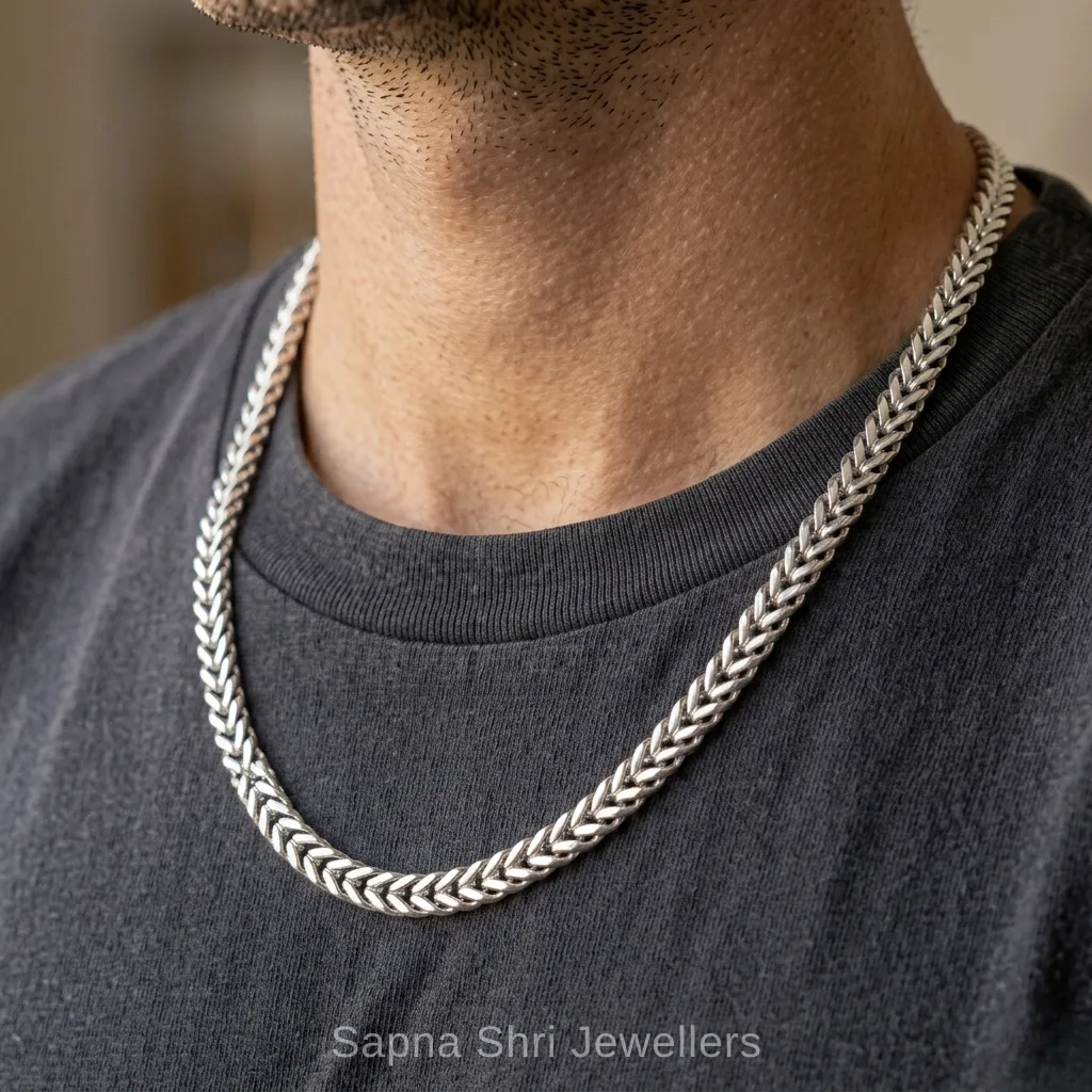 Herringbone Silver Chain thumbnail 3