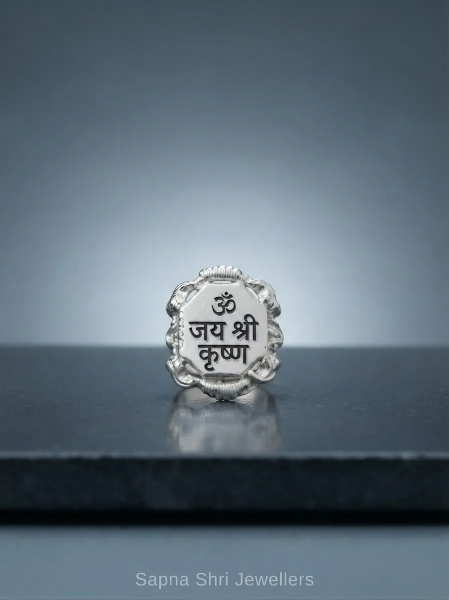 Radha Krishna Adjustable Ring for Him 925 Sterling Silver thumbnail 4