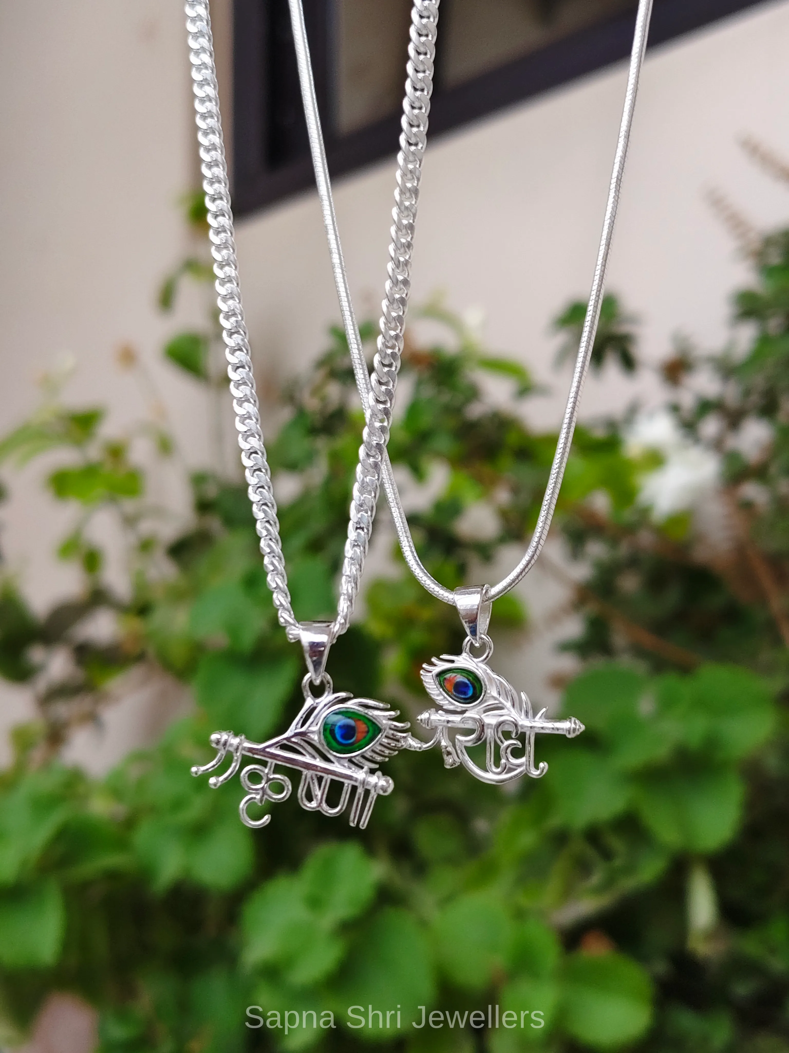 Radha Krishna Silver Pendant Religious Unisex Gift Jewellery thumbnail 3