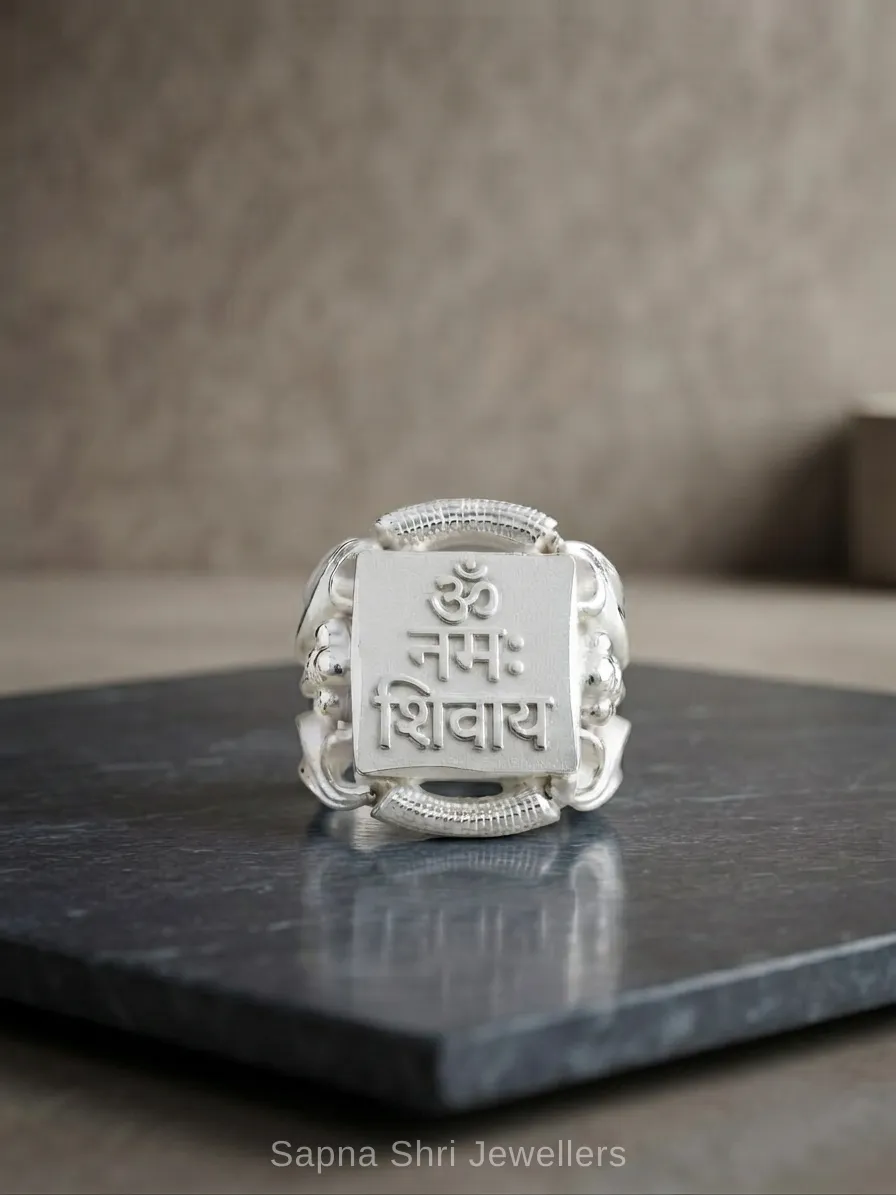 Om Namah Shivaya Square Ring for Men thumbnail 4