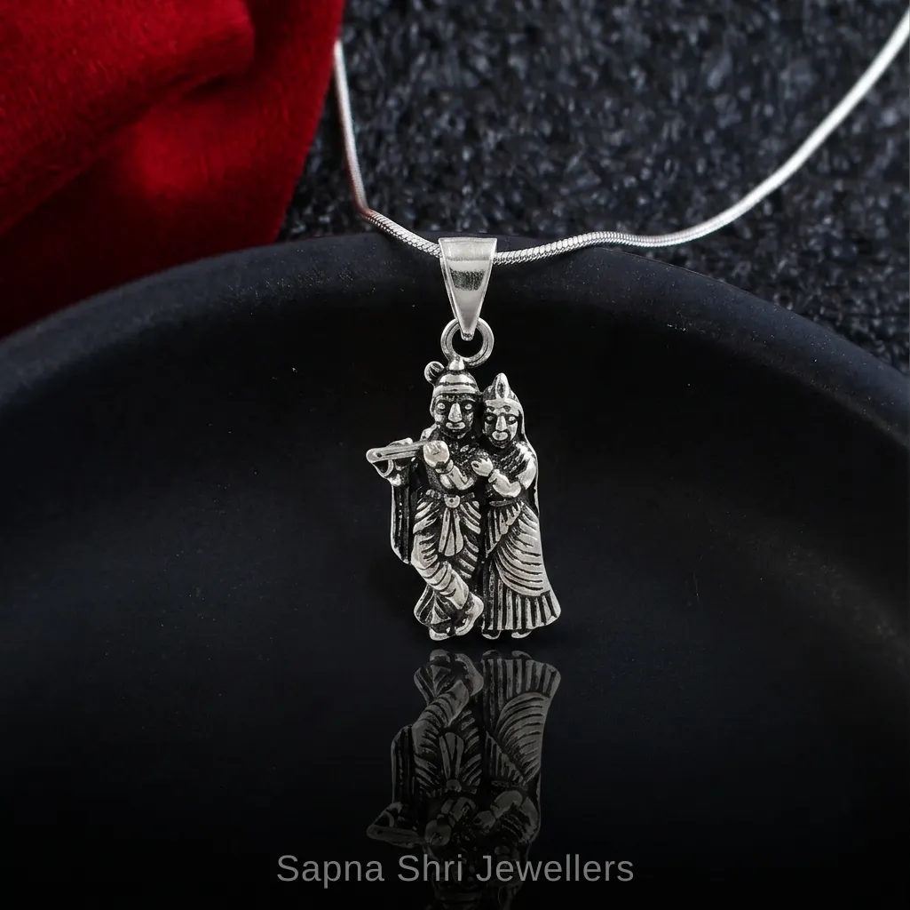 925 Real Sterling Silver Lord Krishna Pendant Religious Unisex Gift Jewellery thumbnail 3