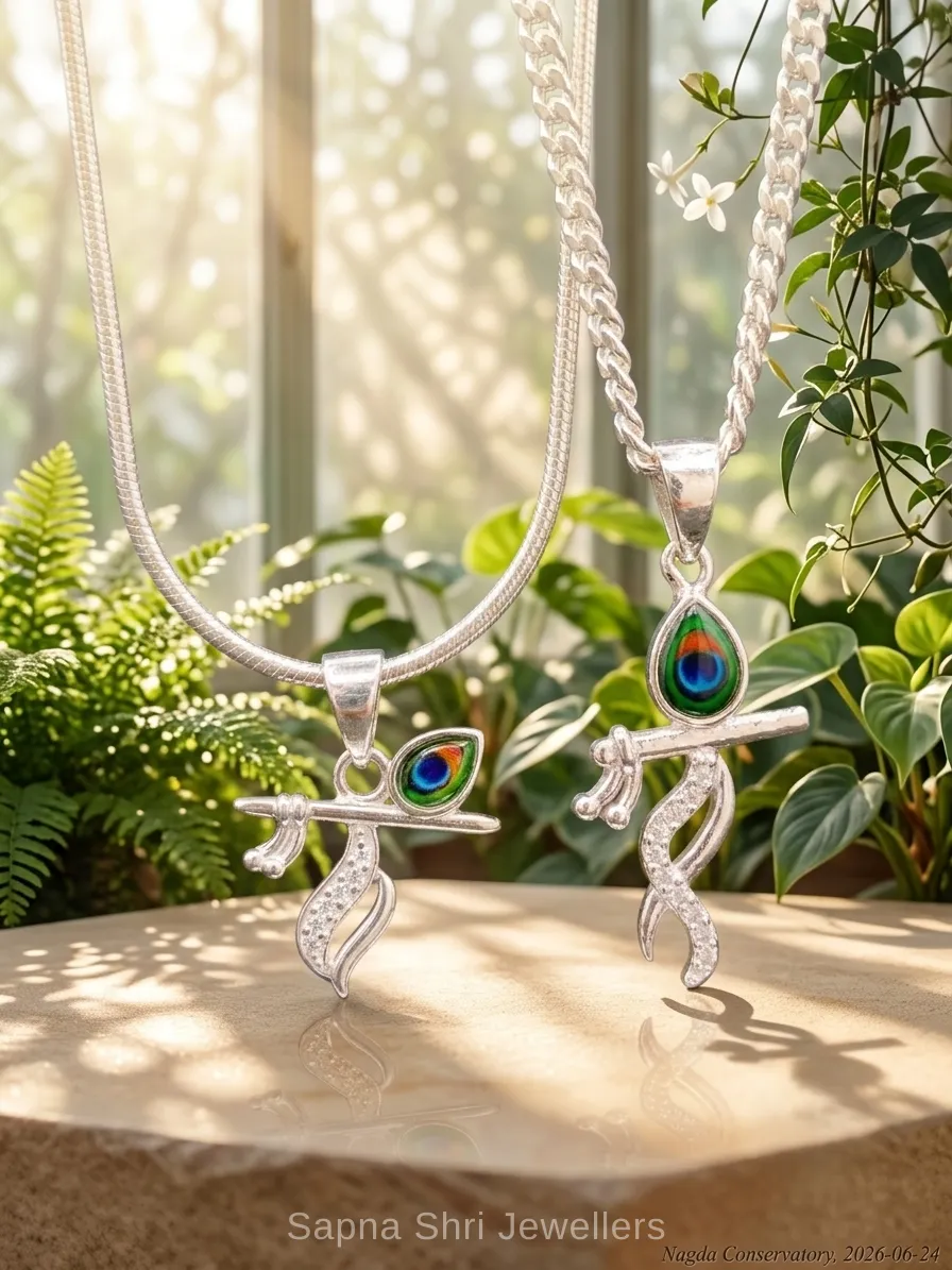 925 Sterling Silver Radha Krishna Pendants for Men Women and Couples thumbnail 3