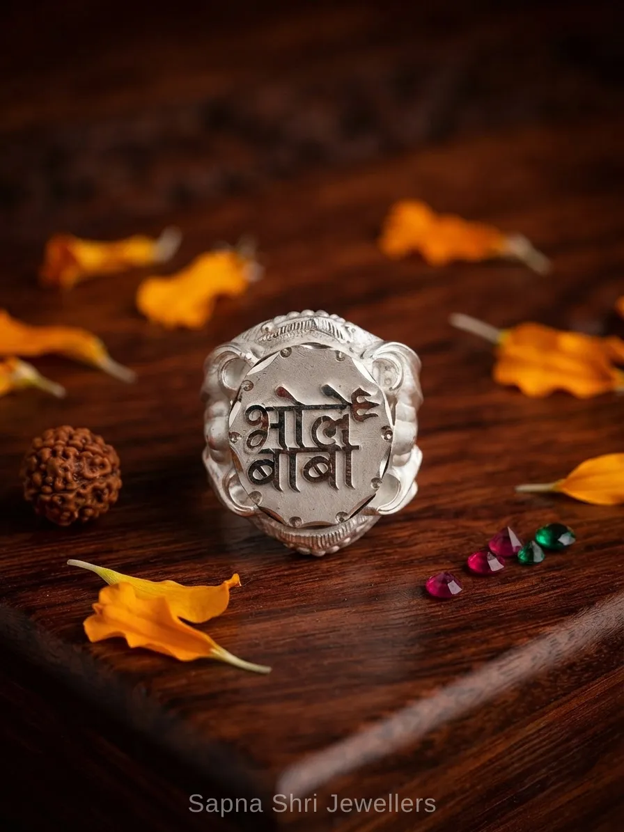 Bhole Baba Shiva Silver Ring for Men thumbnail 4