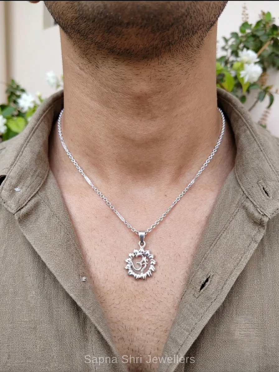 Mahakal Name Trishul Silver Pendant thumbnail 3