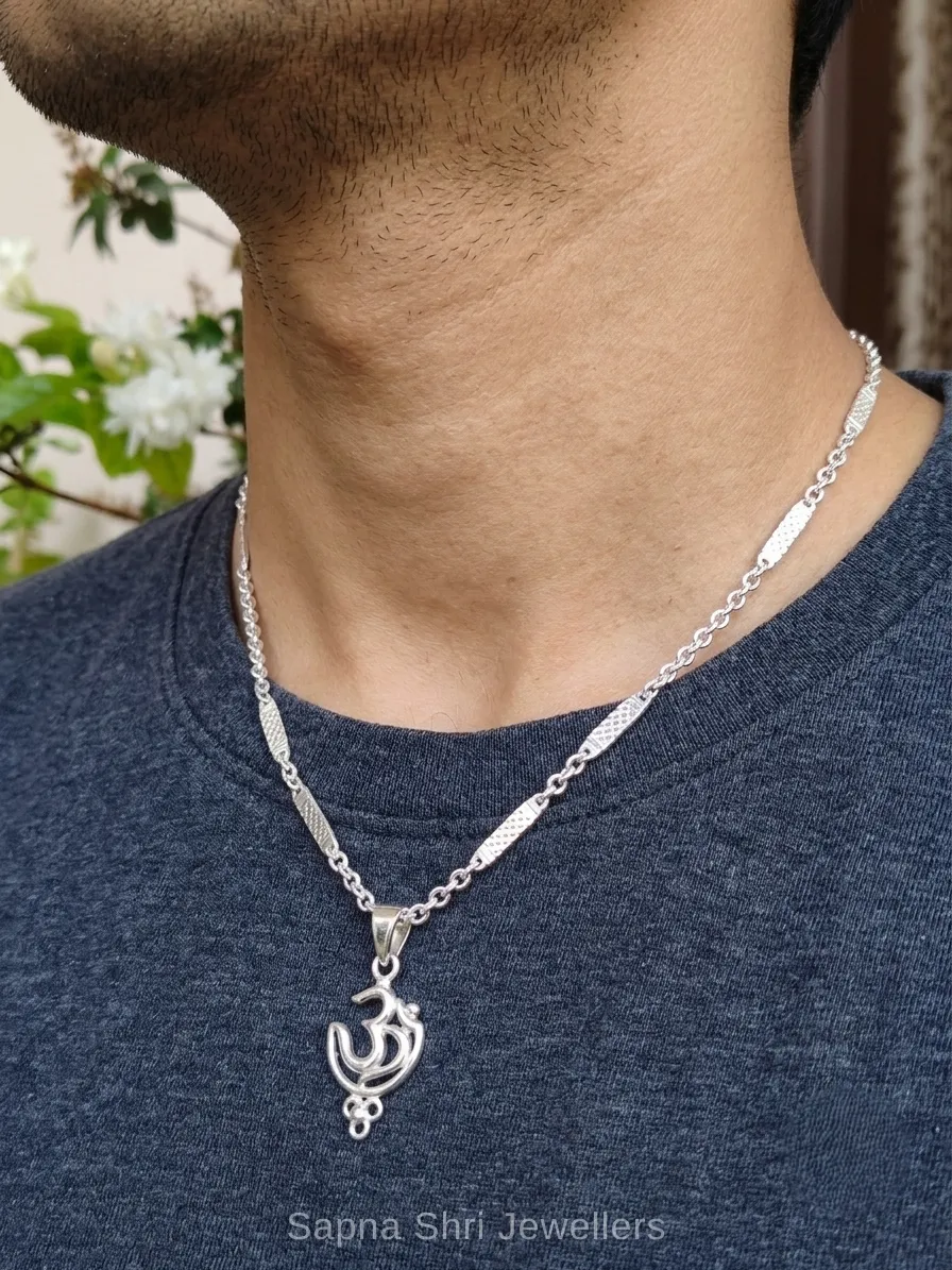 Om Religious Silver Pendant for Men & Women thumbnail 2