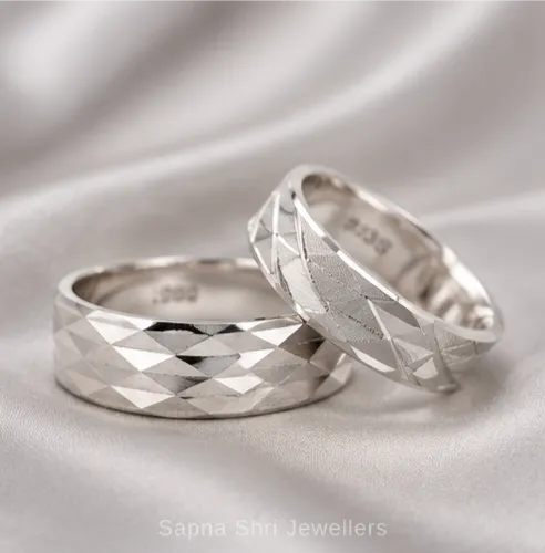 925 Sterling Silver Heartbeat Couple Ring thumbnail 2