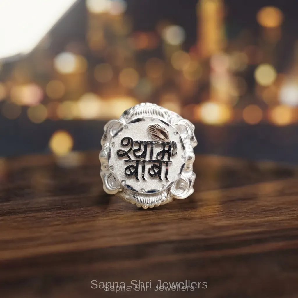 Pure 925 Silver Khatushyam Silver Ring for Men Antique Finish thumbnail 4