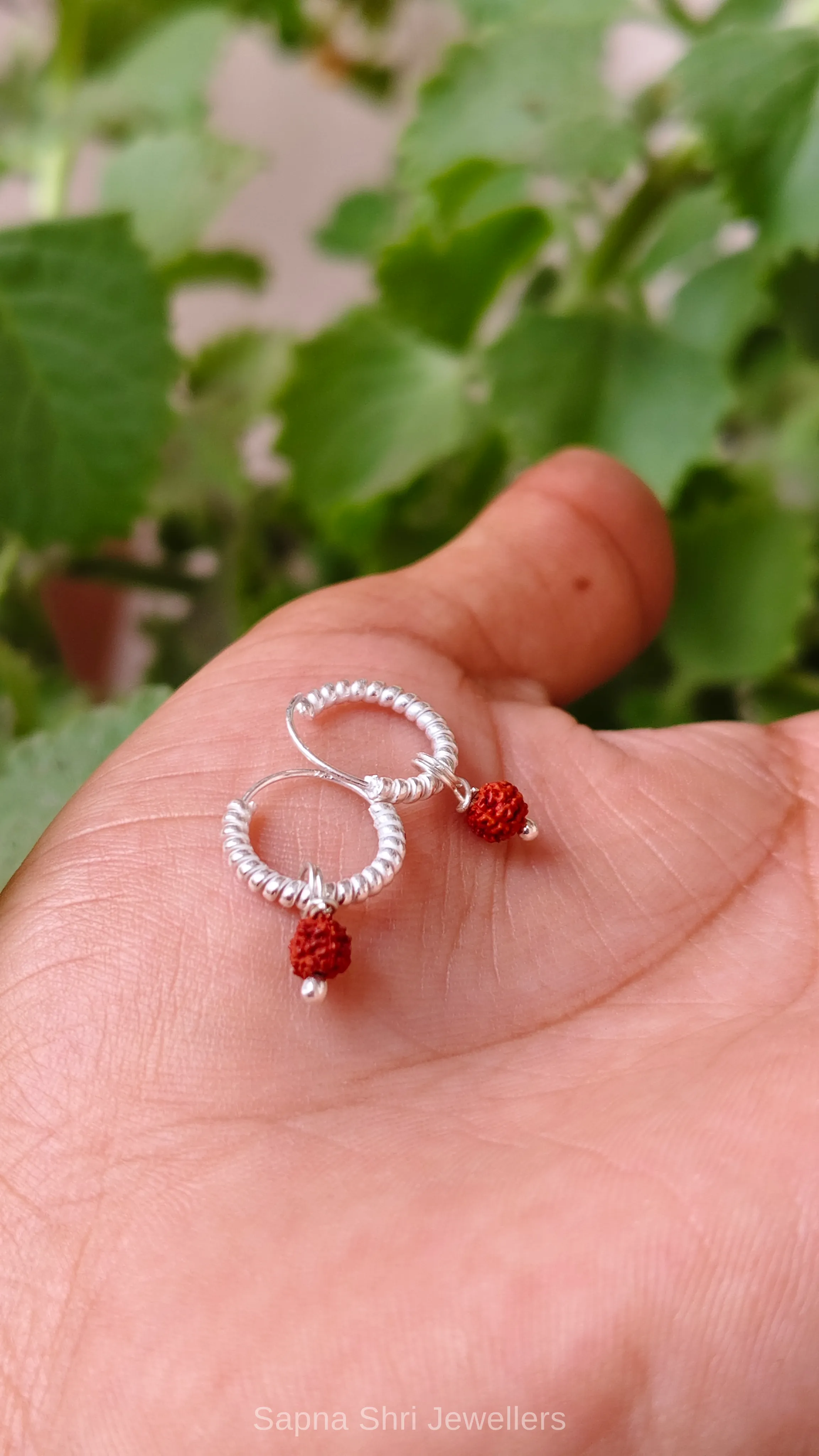 925 Sterling Silver Rudraksha Charm Bali Earrings thumbnail 2