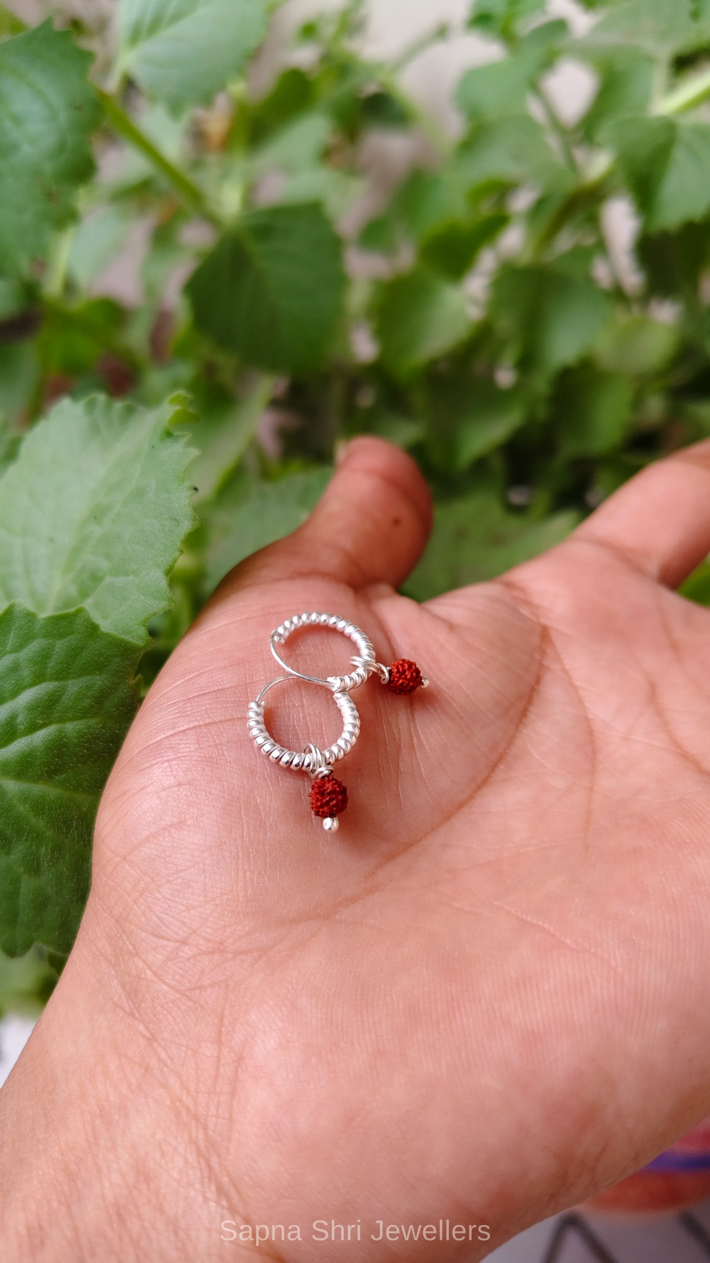 925 Sterling Silver Rudraksha Charm Bali Earrings thumbnail 4