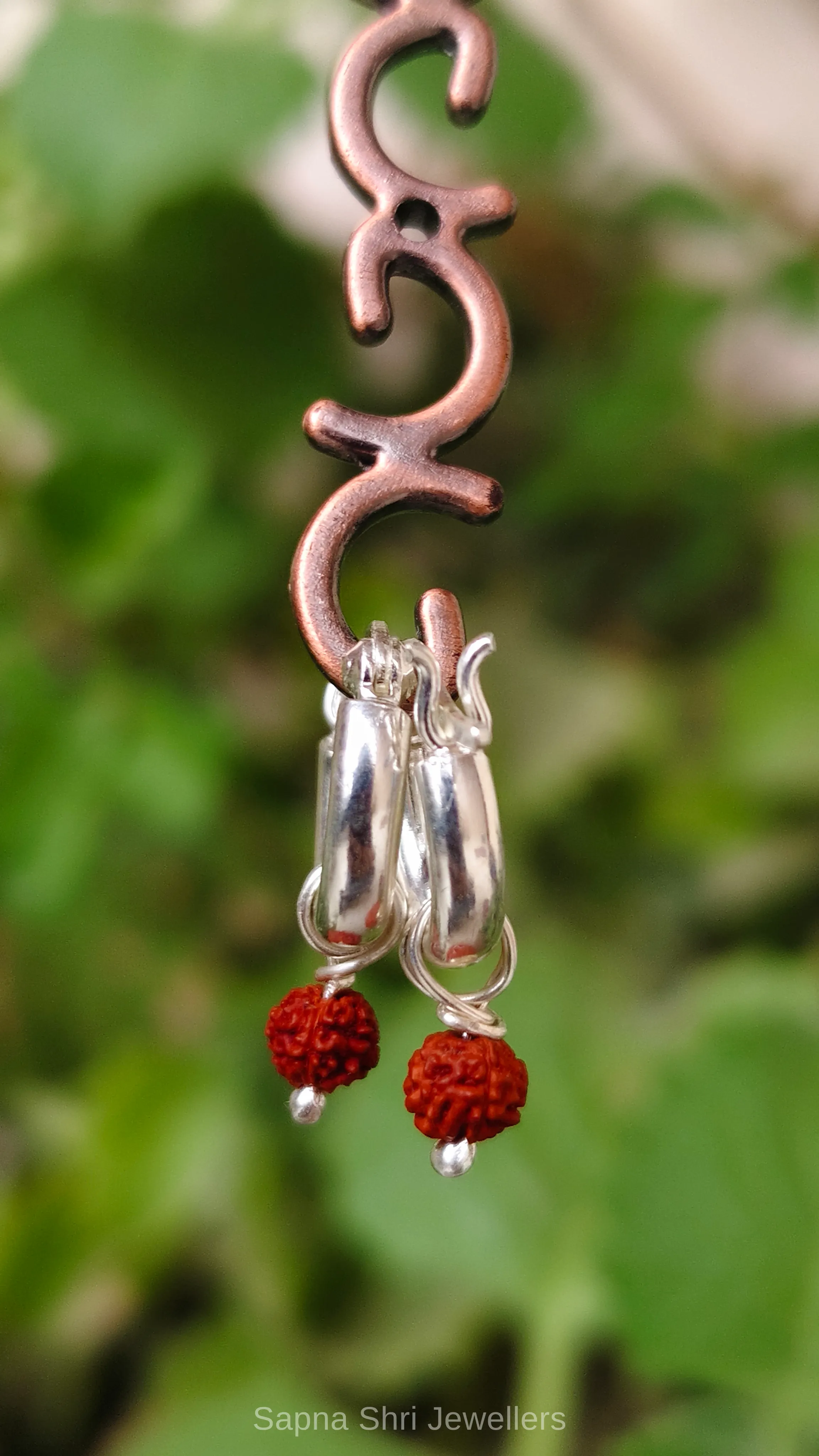 925 Sterling Silver Thick Rudraksha Bali Earrings thumbnail 2