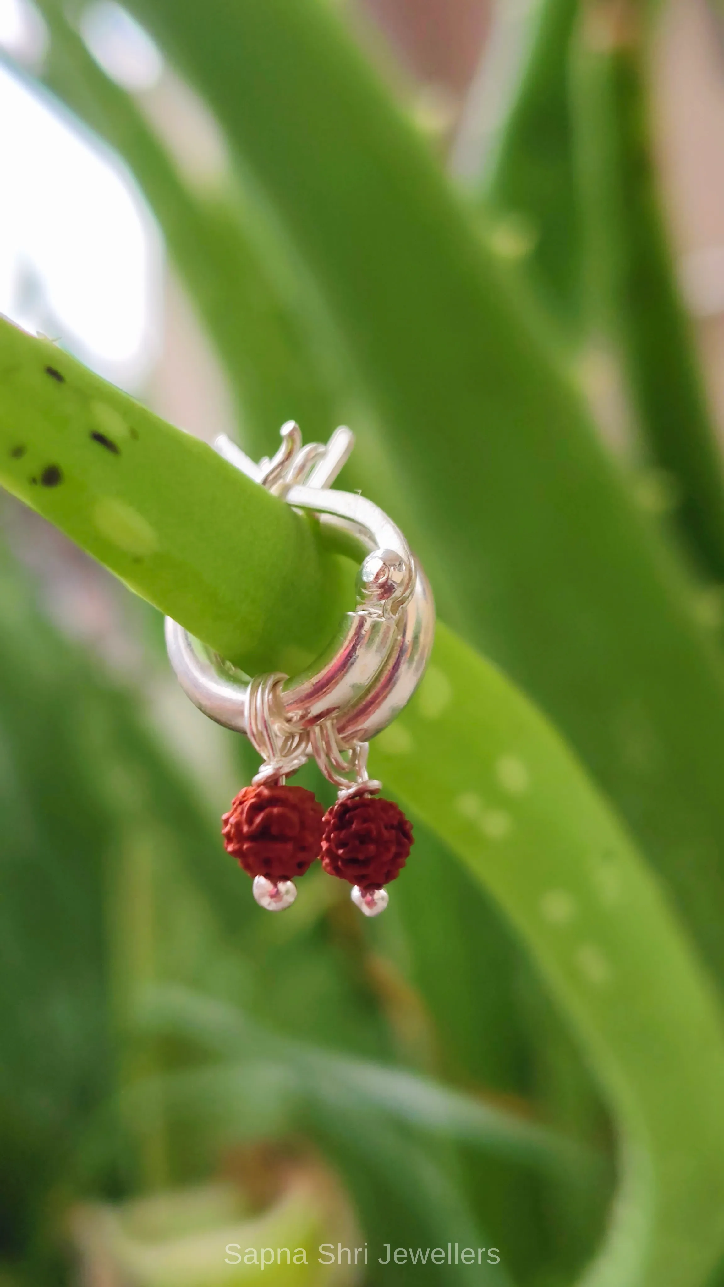 925 Sterling Silver Thick Rudraksha Bali Earrings thumbnail 4