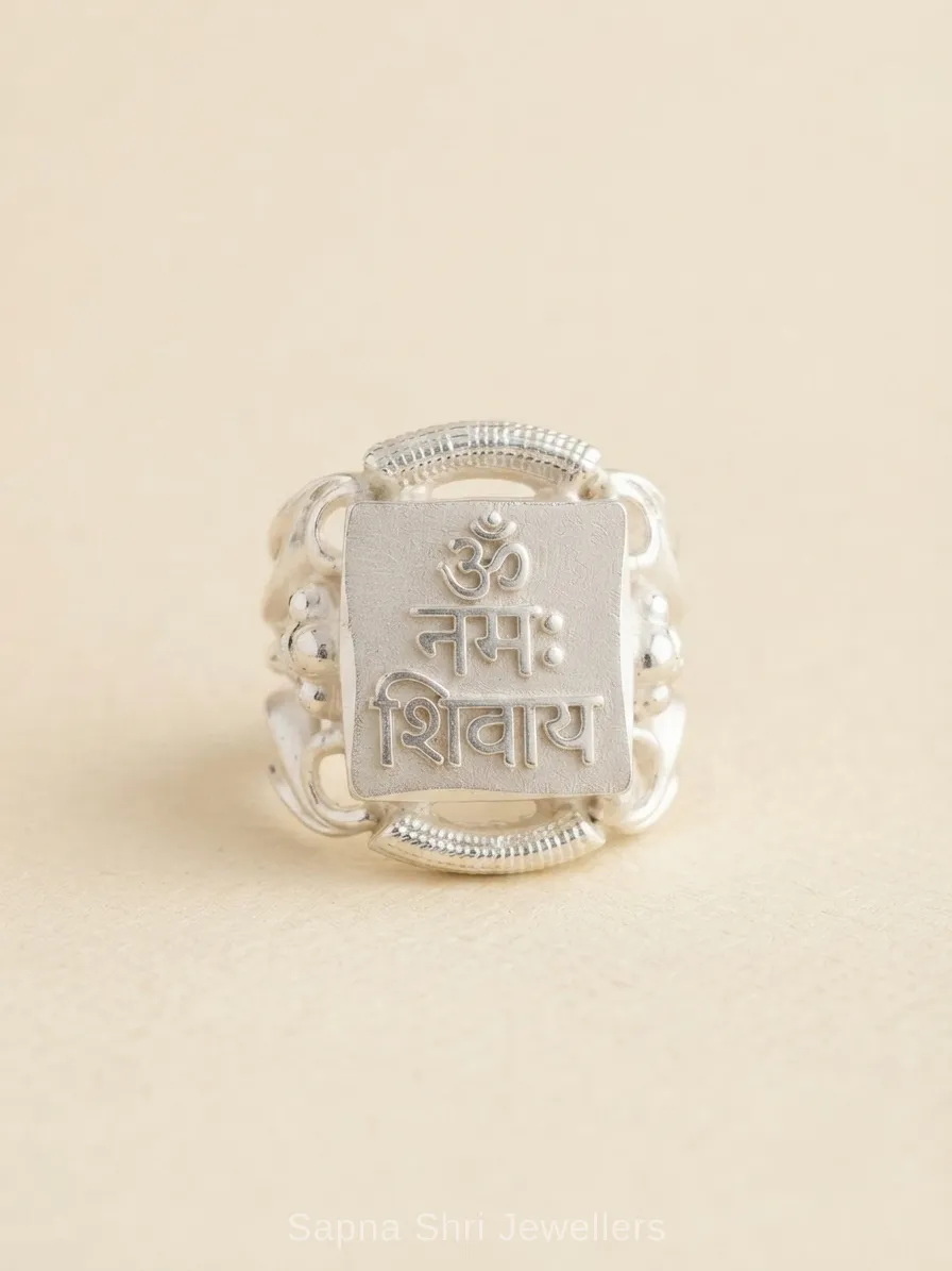 Om Namah Shivaya Square Ring for Men thumbnail 2
