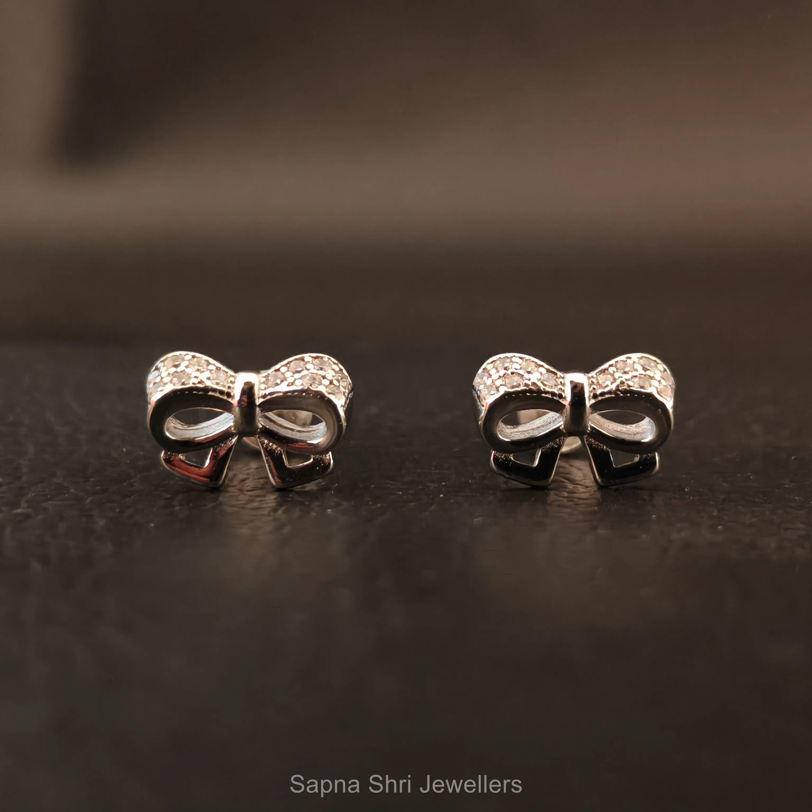 Sparkling Silver Bow Studs thumbnail 4