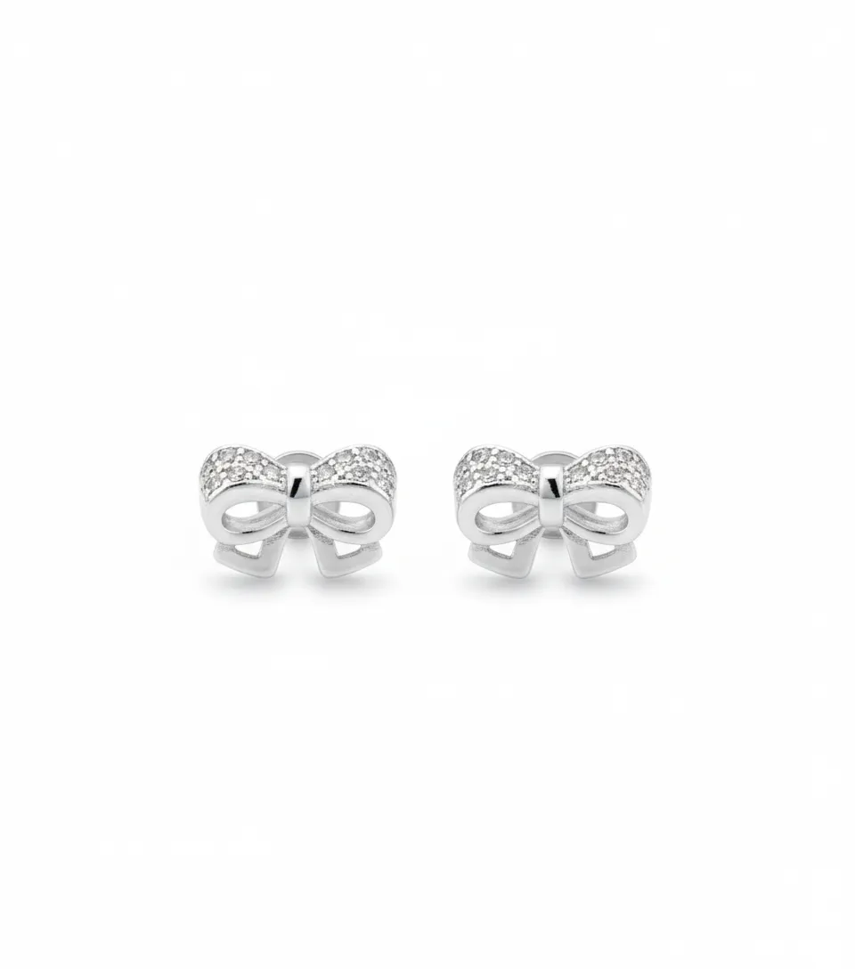 Sparkling Silver Bow Studs thumbnail 2