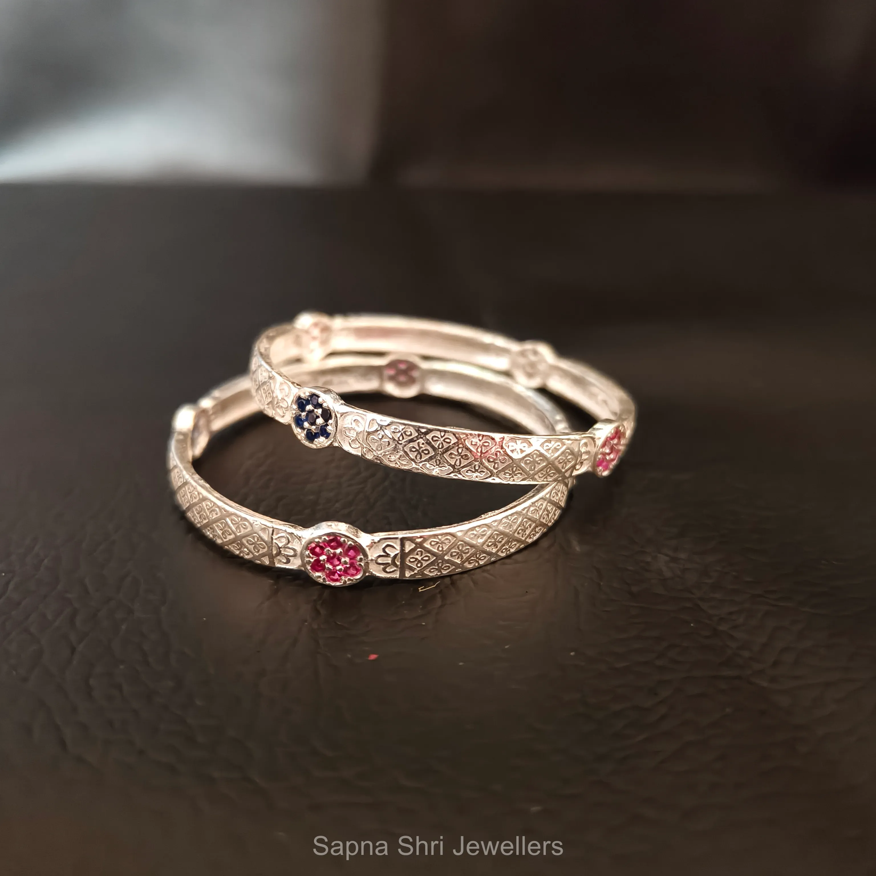 Floral Bloom Silver Bangles thumbnail 2