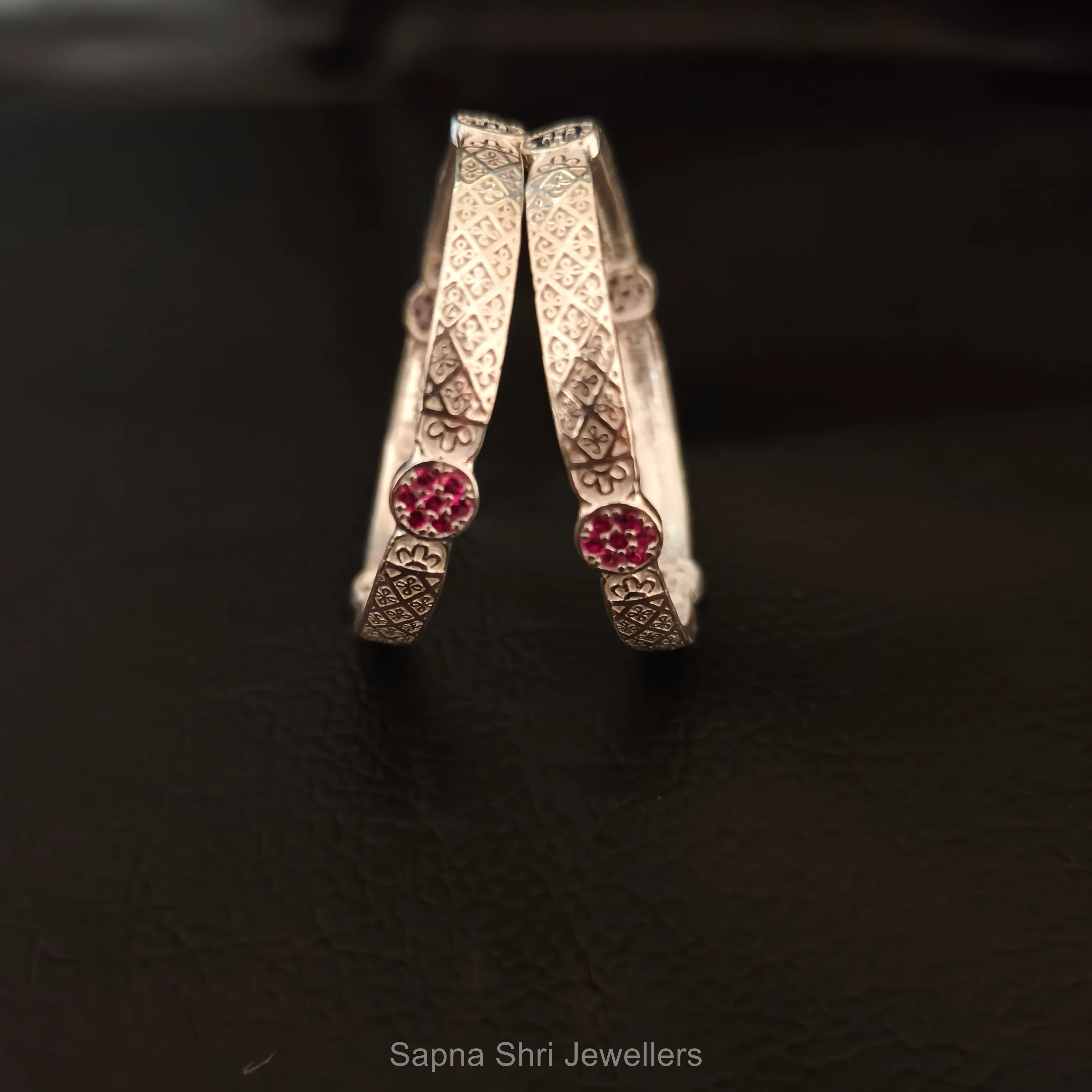 Floral Bloom Silver Bangles thumbnail 3