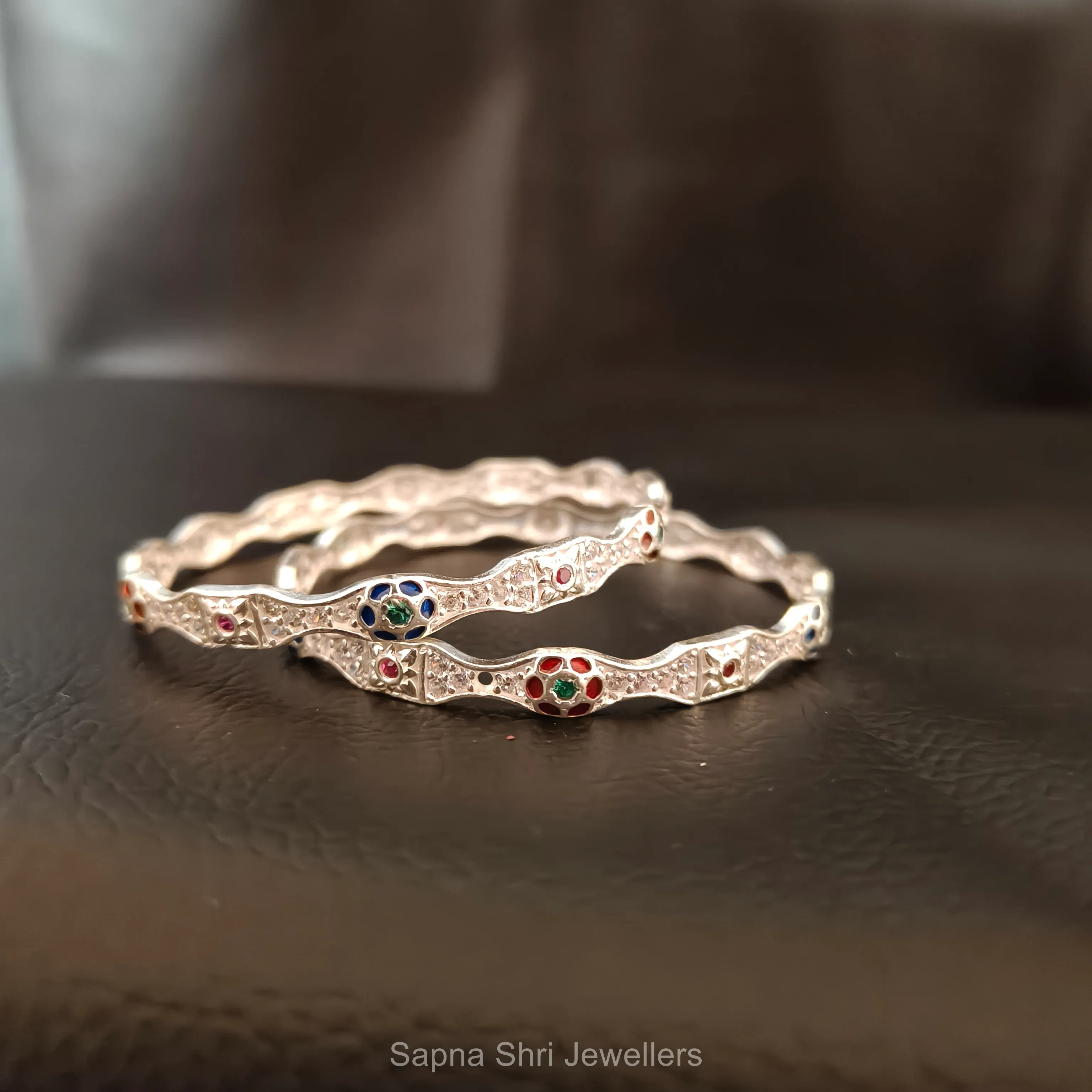 Enamel Wave Silver Kada thumbnail 2