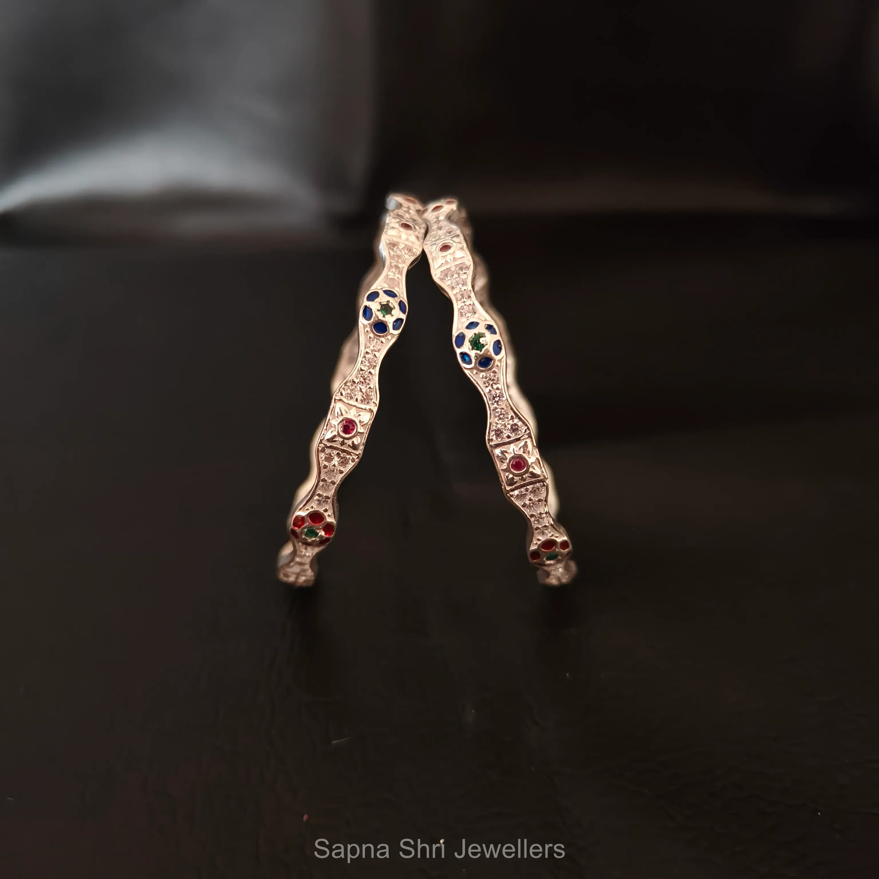 Enamel Wave Silver Kada thumbnail 3