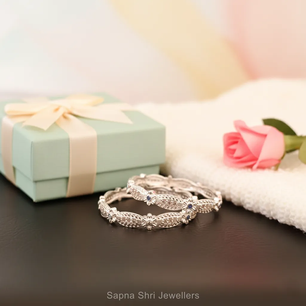 Floral Filigree Silver Bangles thumbnail 4