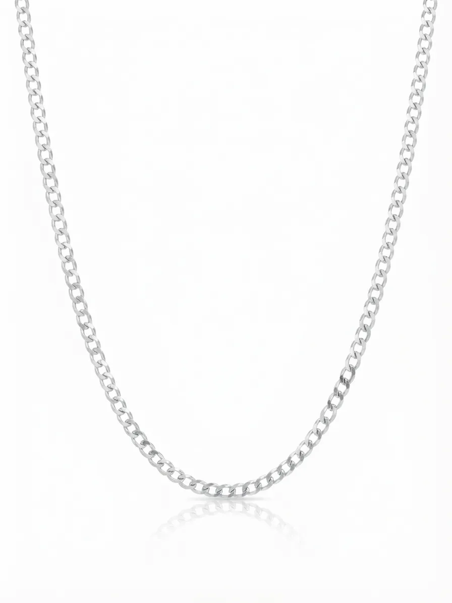 Sterling Silver Curb Link Chain Necklace thumbnail 2