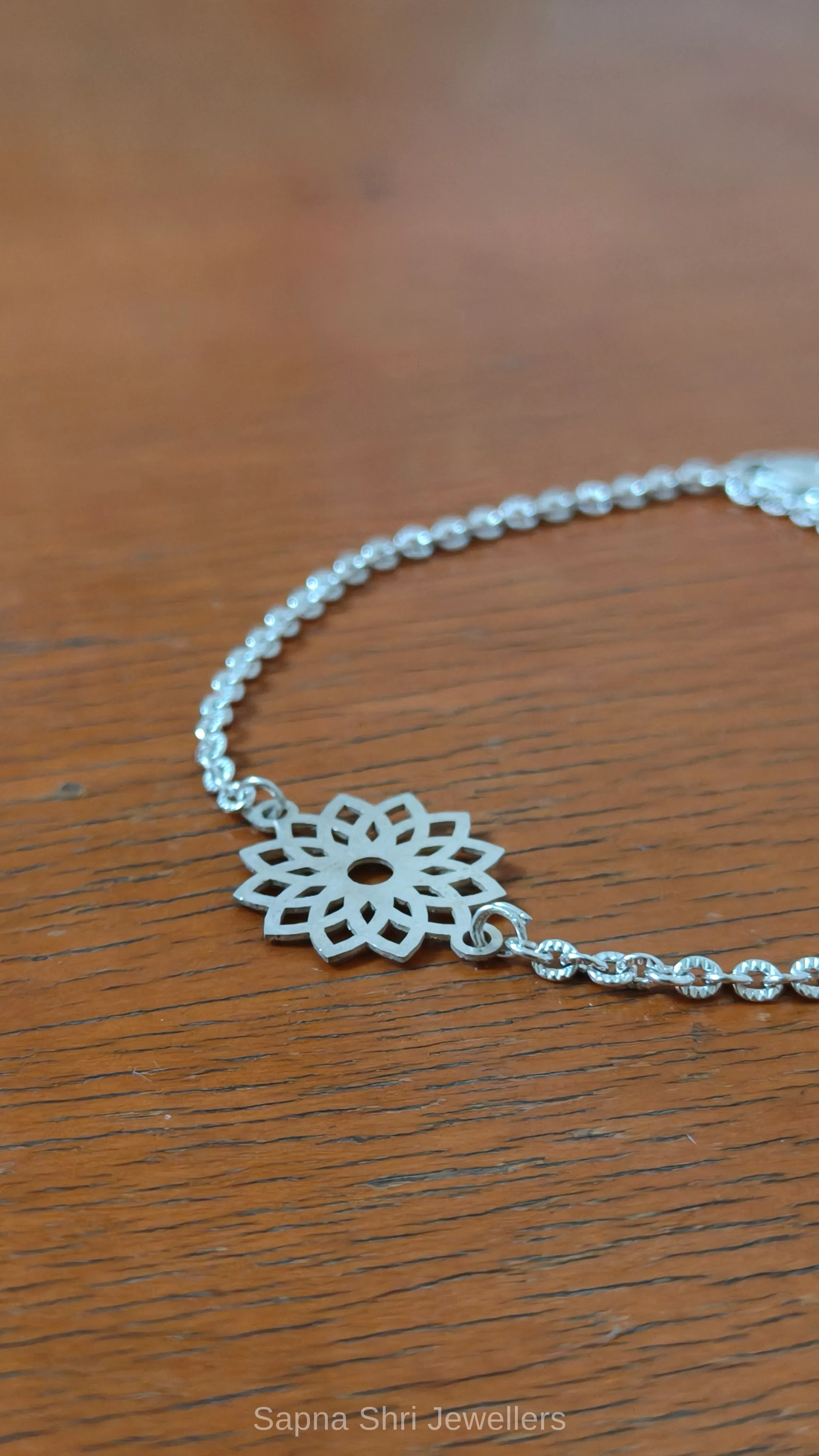 Lotus Design Silver Rakhi Bracelet thumbnail 4