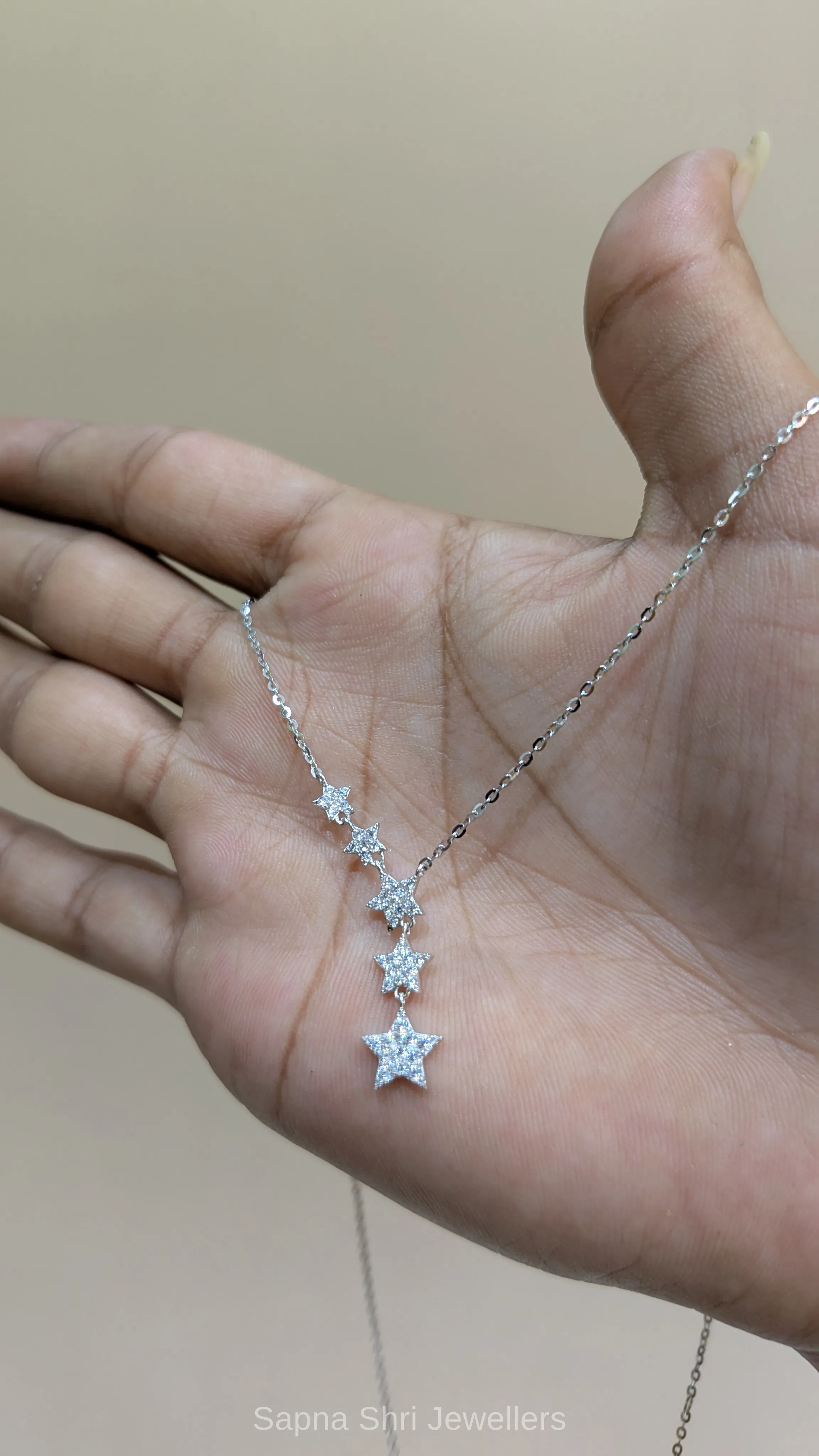 Starry Night Cascading Silver Chain Pendant for Girlfriend thumbnail 3