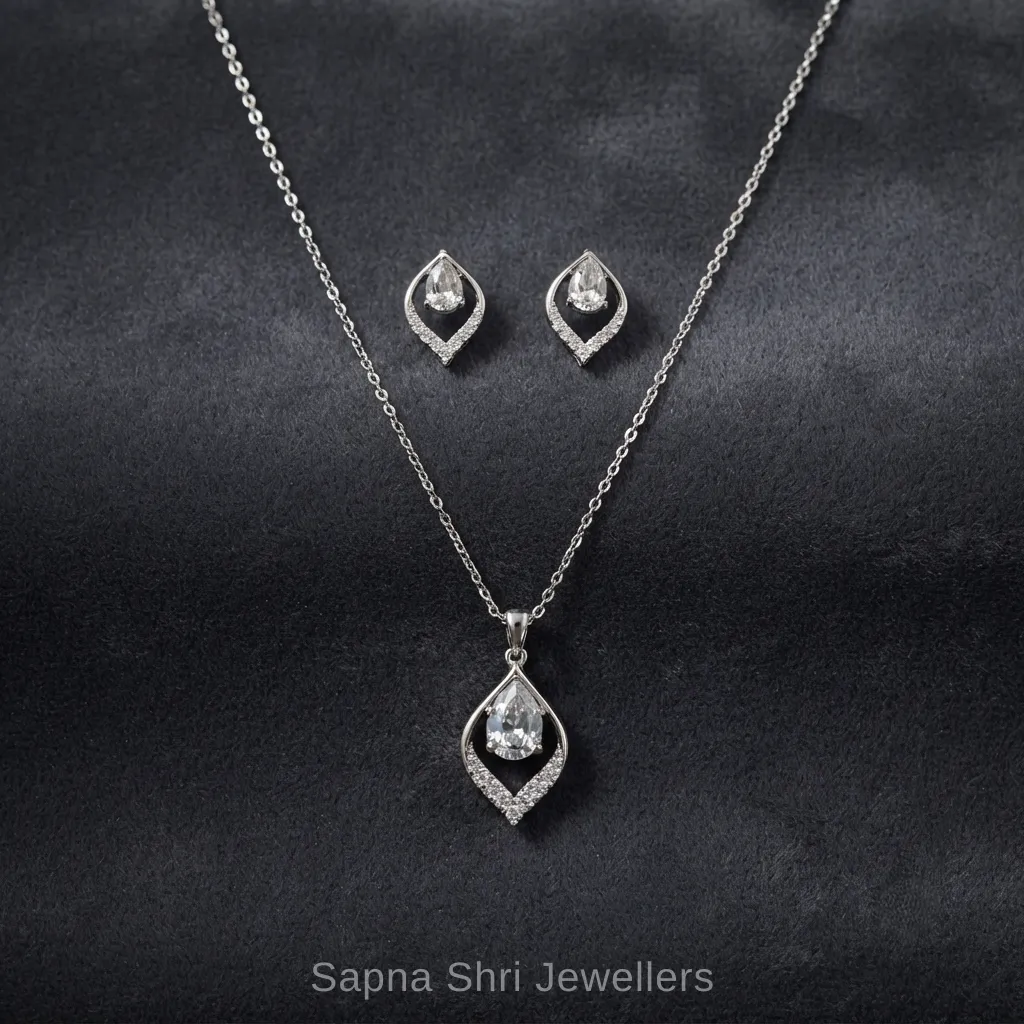 925 Sterling Silver Chain Pendant Set for Women thumbnail 2