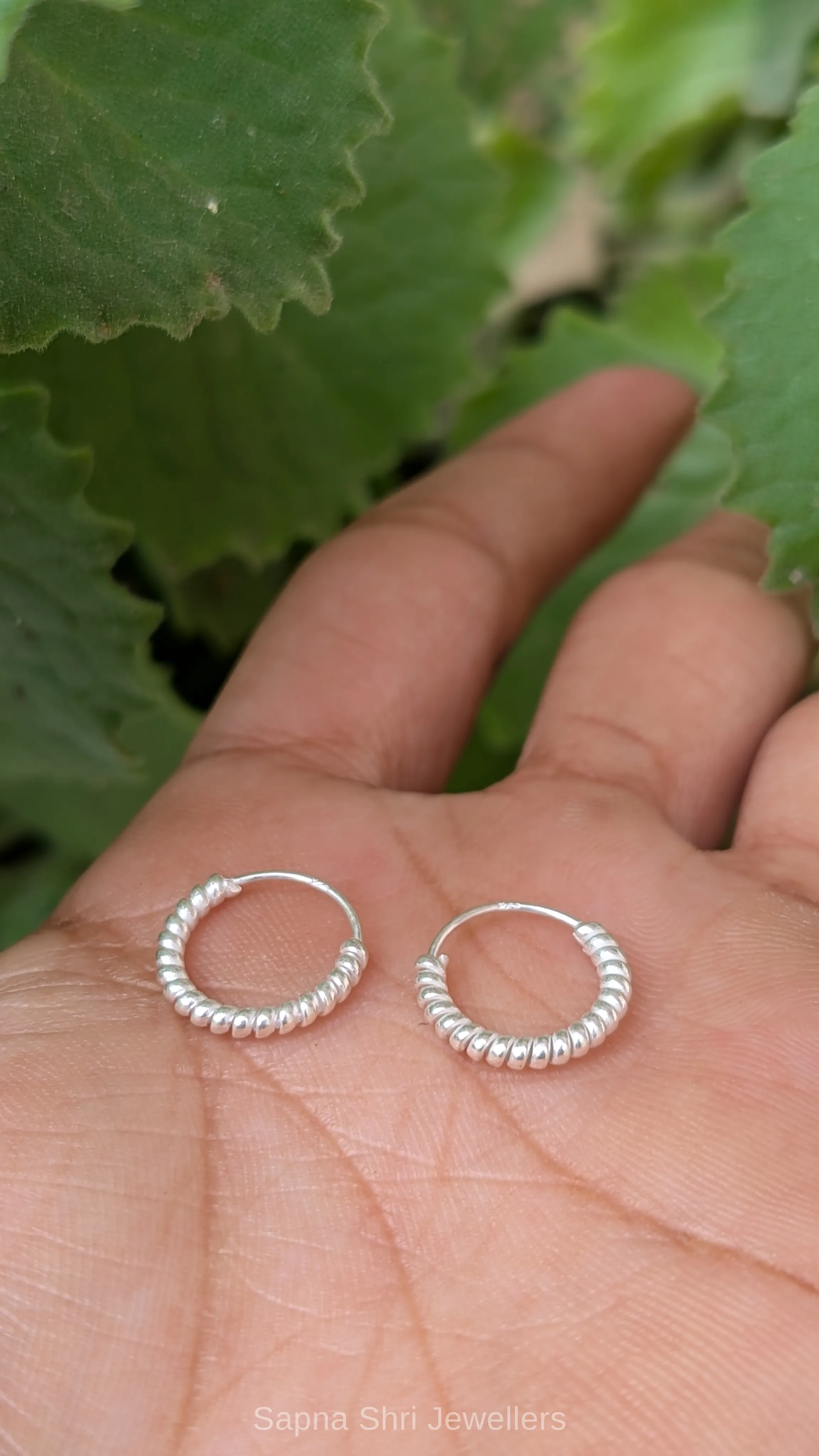 925 Silver Textured Bali Hoop Earrings thumbnail 3