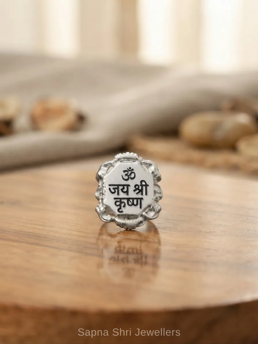 Radha Krishna Adjustable Ring for Him 925 Sterling Silver thumbnail 3