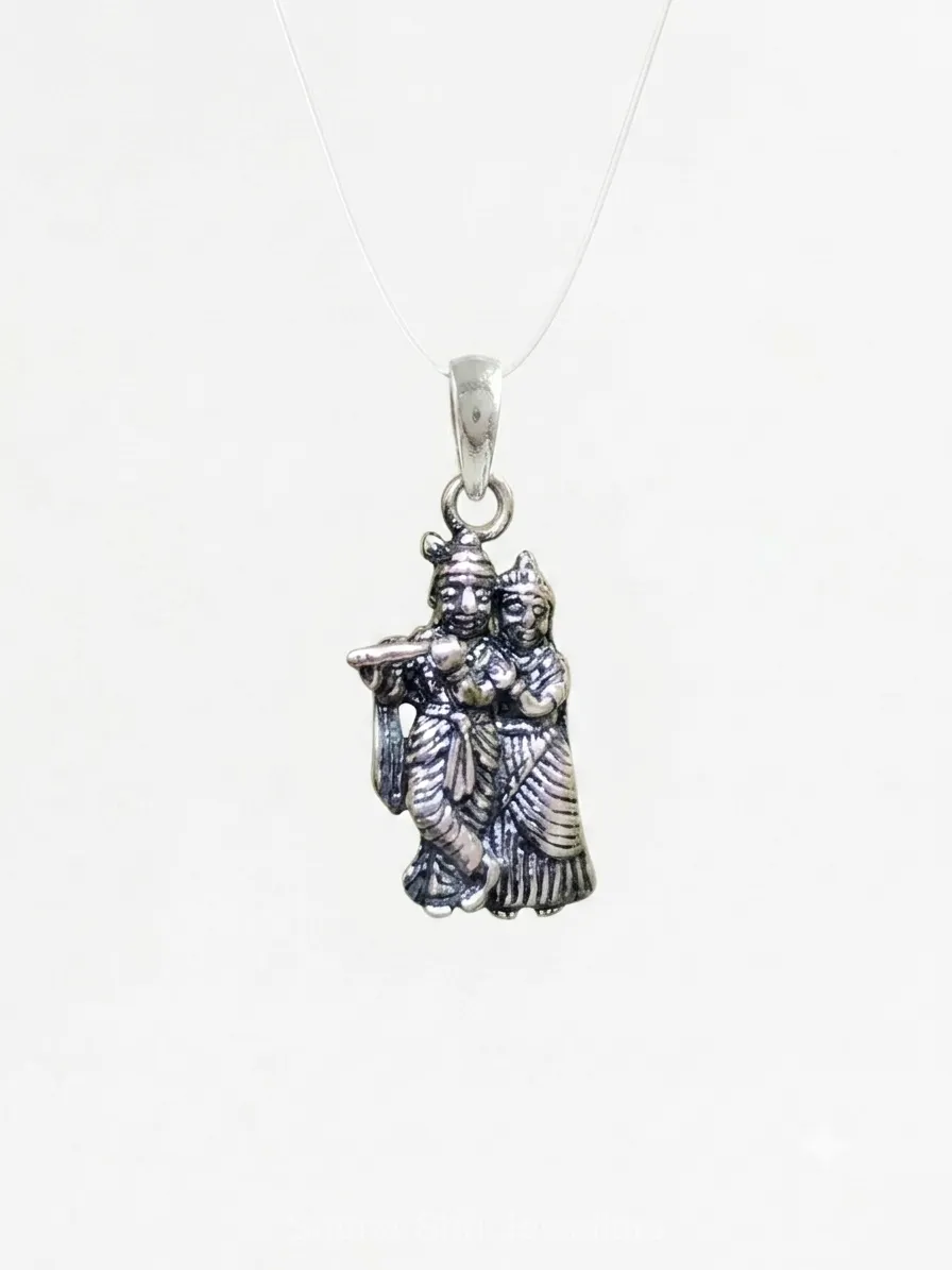 925 Real Sterling Silver Lord Krishna Pendant Religious Unisex Gift Jewellery thumbnail 4
