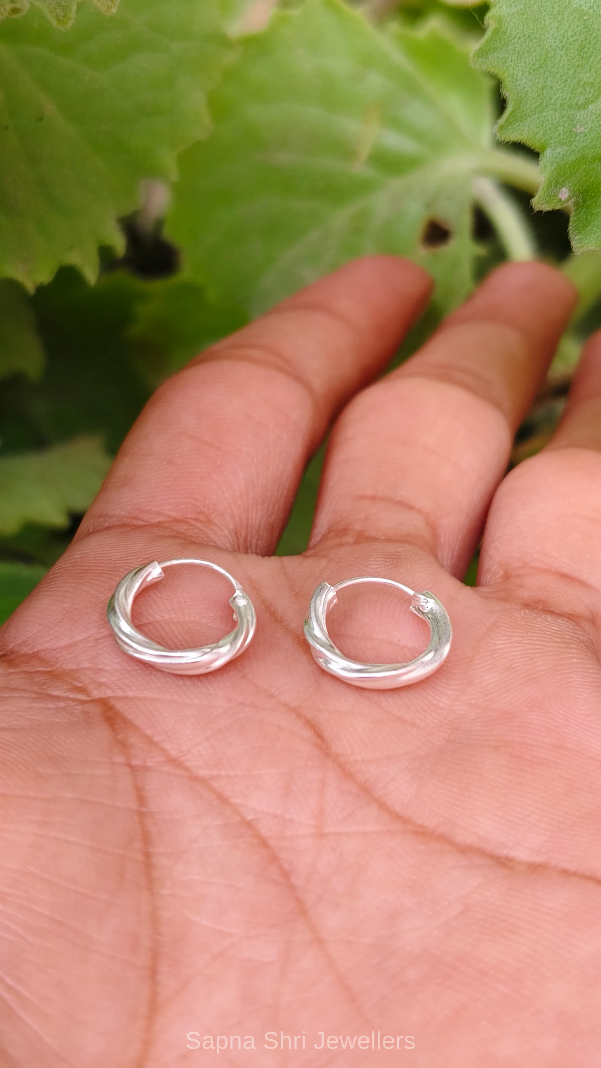 Twisted Silver Hoop Bali Earrings thumbnail 3